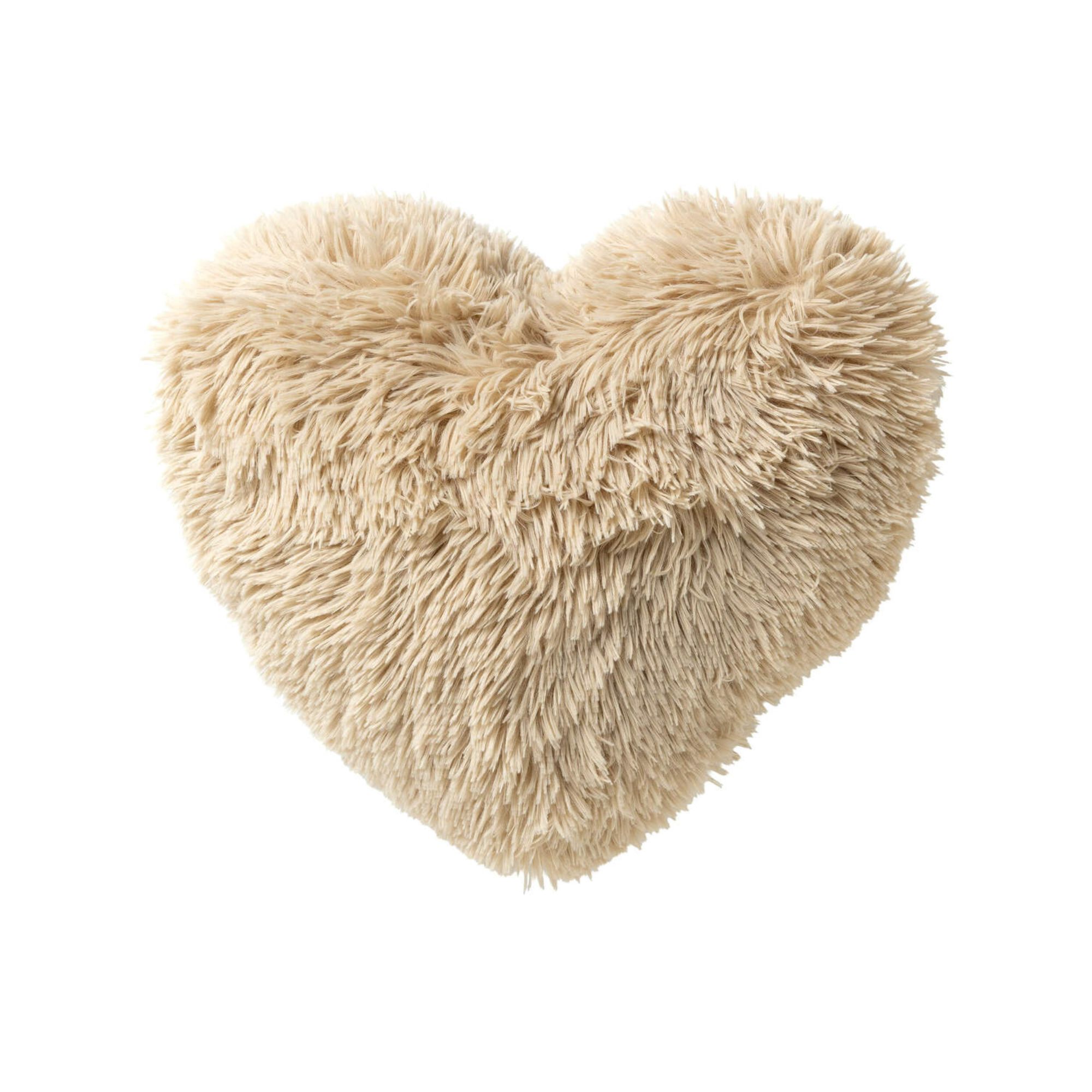HART - sierkussen 40x45 cm - hartjeskussen - fluffy - Bleached Sand - beige