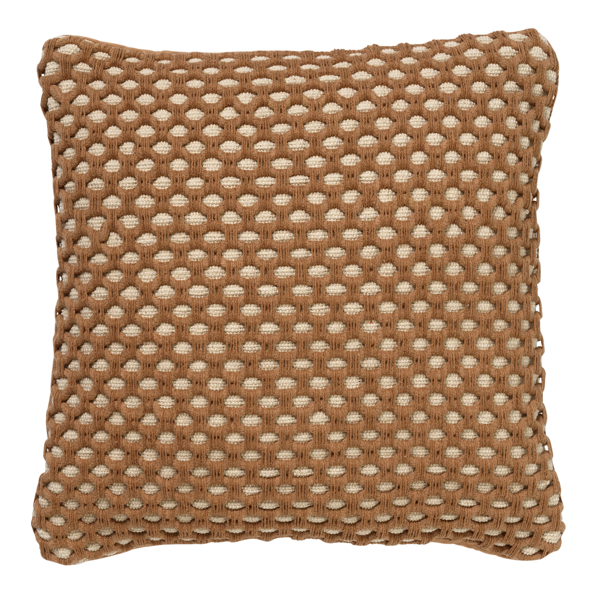 DENLEY - Coussin en coton Tobacco Brown 45x45 cm 