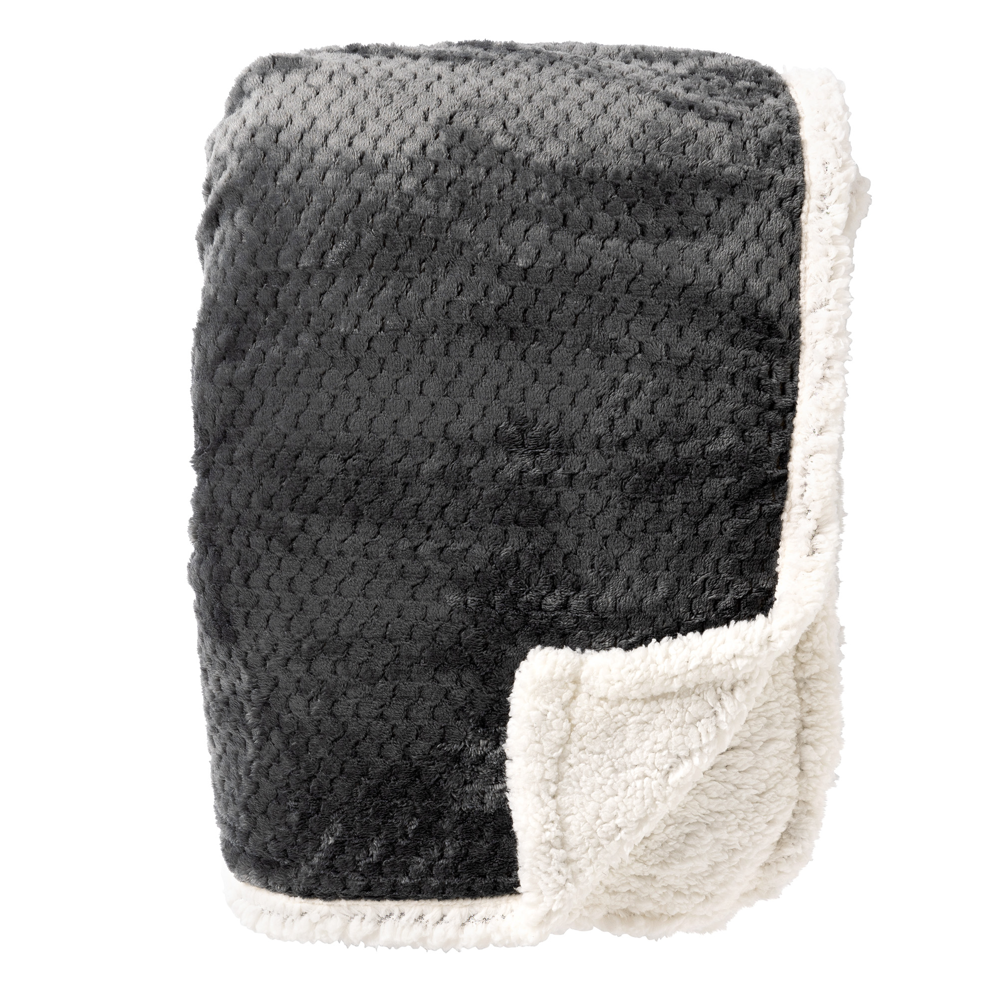 CODY - Plaid 150x200 cm - fleece deken met teddy - Charcoal Gray - Antraciet
