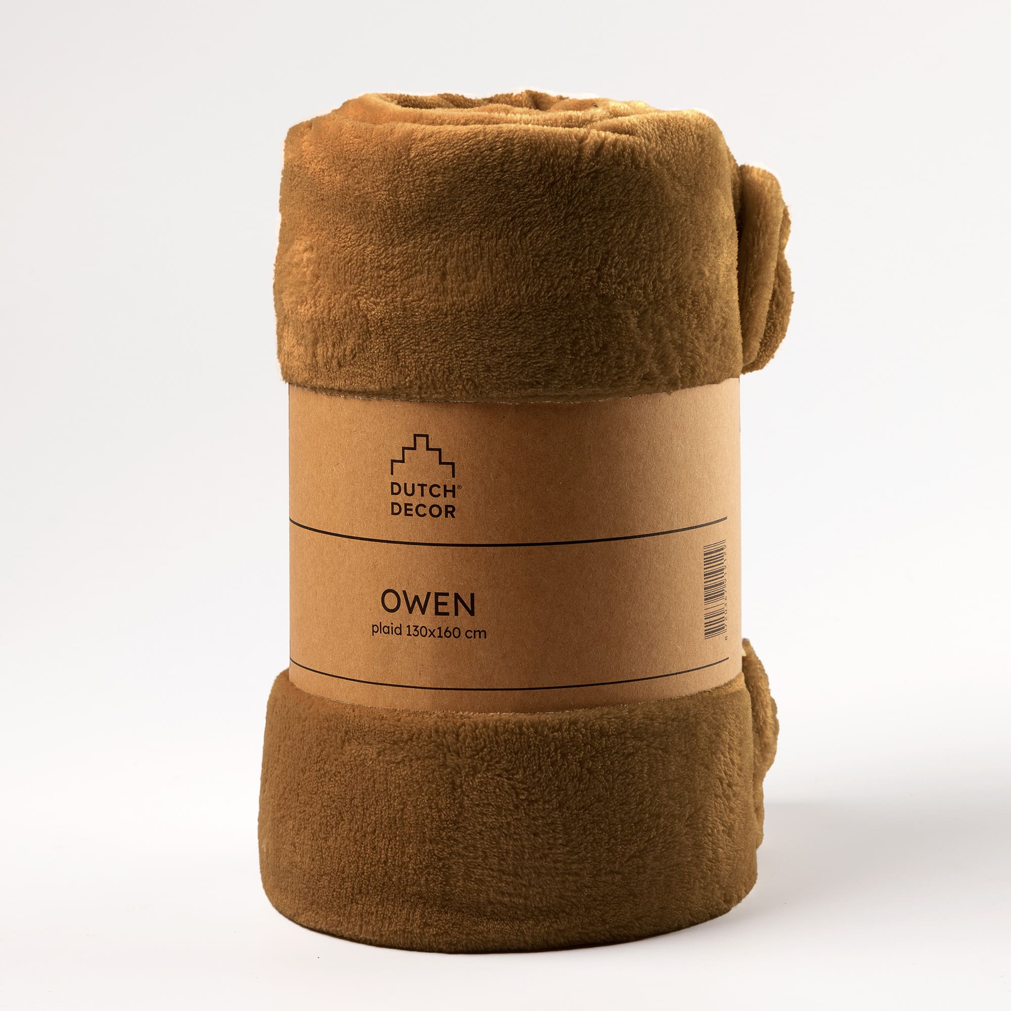 OWEN - Plaid 130x160 cm - coral fleece deken - heerlijk zacht - Tobacco Brown - bruin 