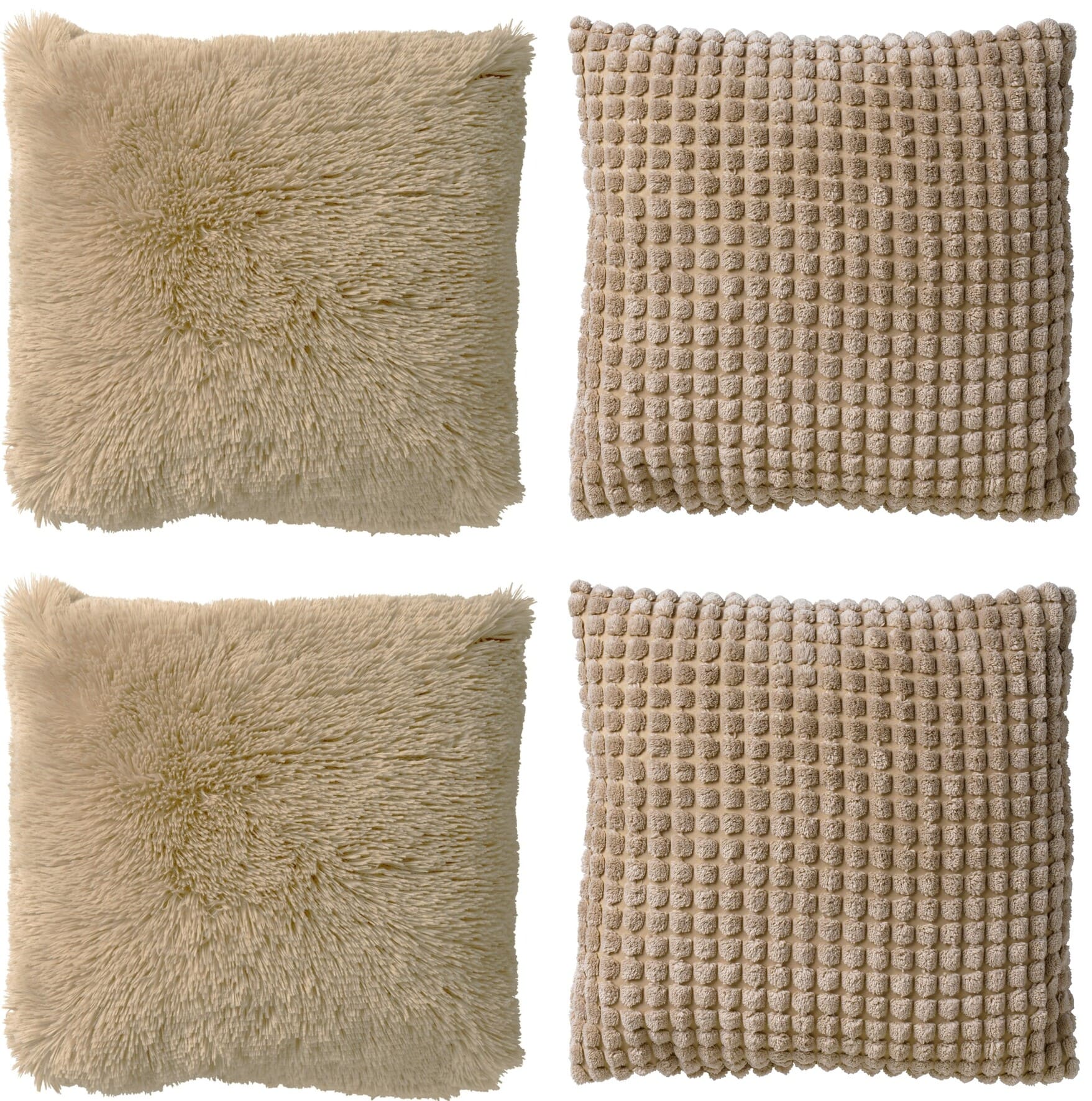 KUSSENSET - 4-delig - Cosy Favourites - 45x45 cm - inclusief binnenkussens - beige
