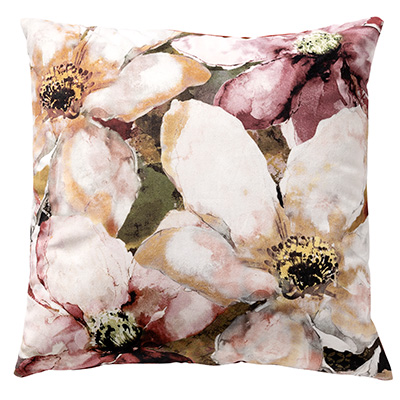 BRIONY - Decorative cushion 45x45 cm - with floral print - Cork - multicolour