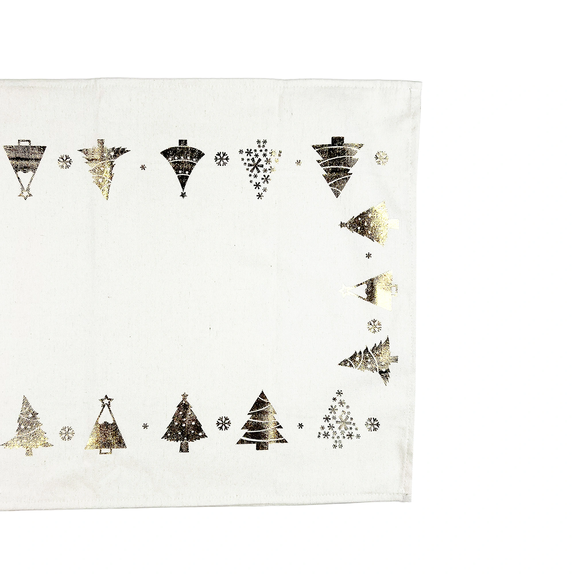 TREES - Table runner with golden print 45x150 cm - White