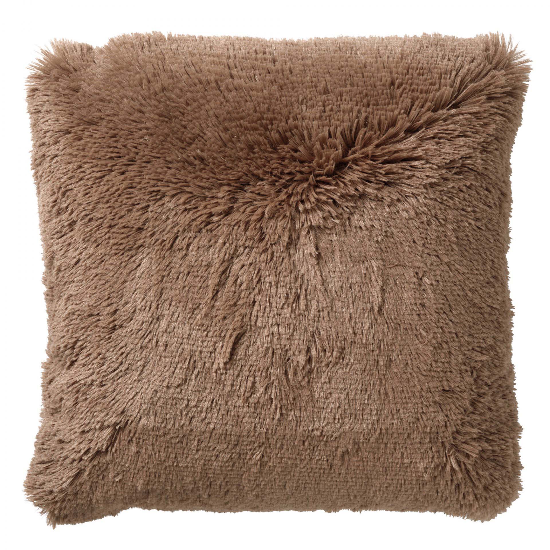 FLUFFY - Sierkussen unikleur 45x45 cm - Tobacco Brown - bruin