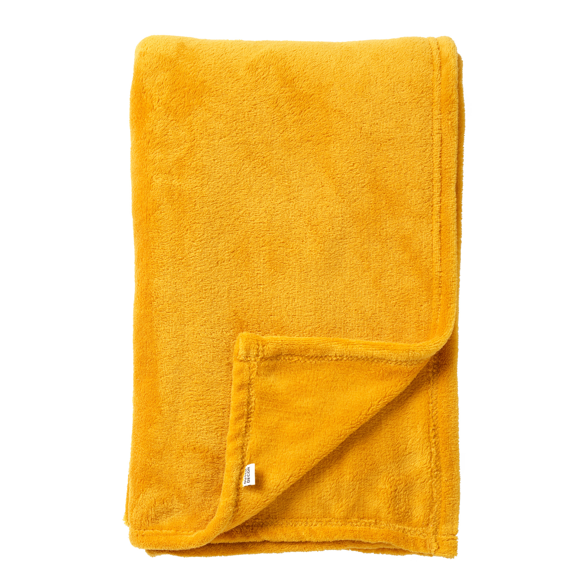 SIDNEY - Plaid 140x180 cm - Fleece blanket made of 100% recycled polyester - super soft - Eco Line collection - Golden Glow - yellow