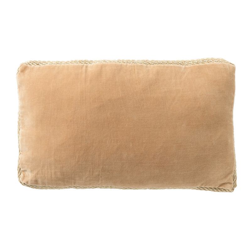 MANOE - Kussenhoes 30x50 cm - effen kleur - met rand van jute - Semolina - beige