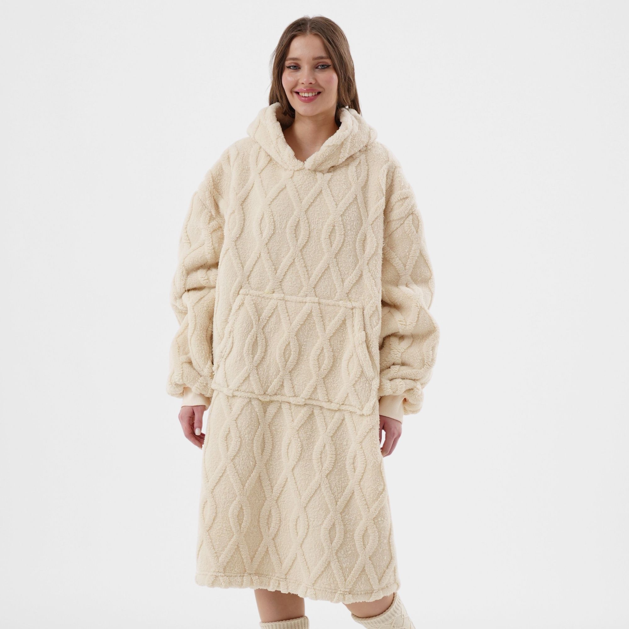 ROSETTA - hoodie 70x110 cm - hoodie deken - volwassenen - Bone White - wit