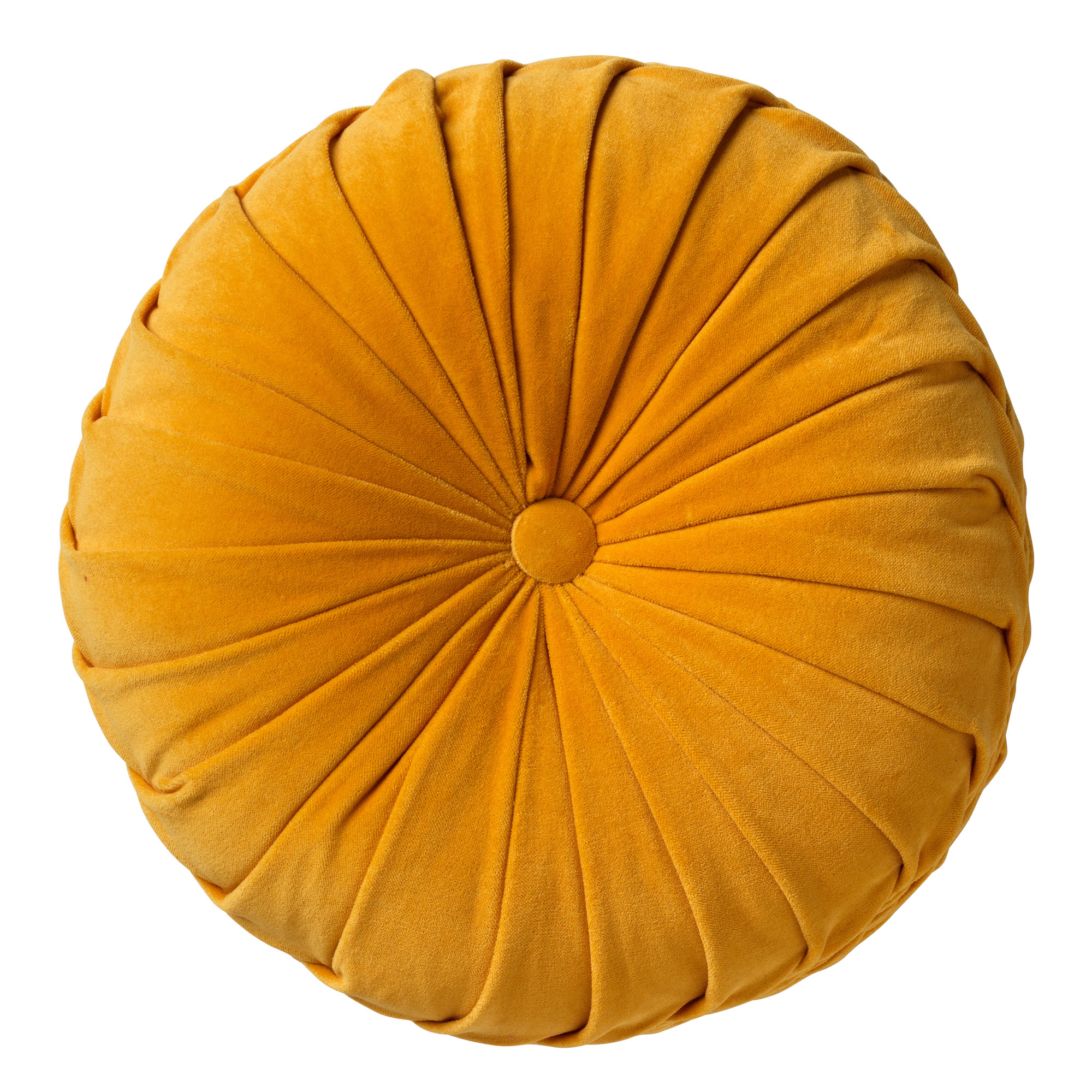 KAJA - Sierkussen rond velvet Golden Glow 40 cm - geel