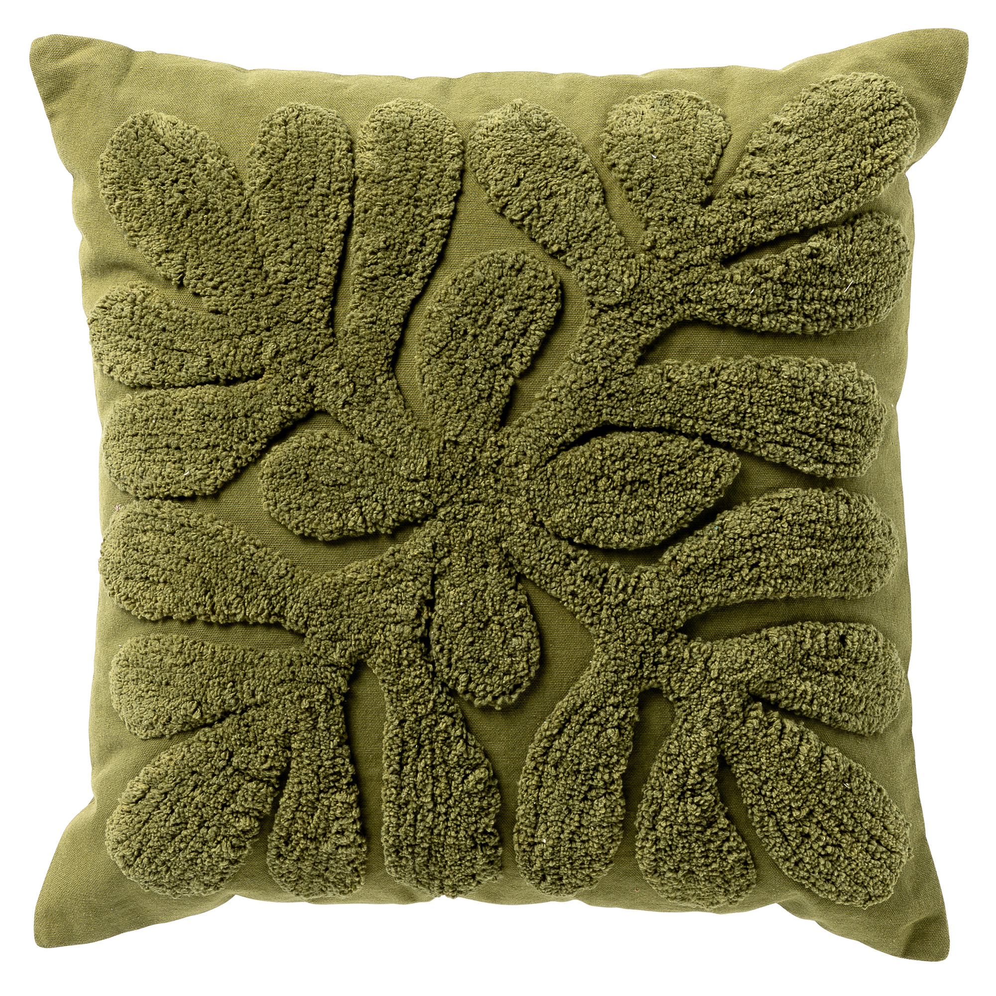 OLIVIA - Sierkussen 45x45 cm - driedimensionaal patroon - Olive Branch - groen