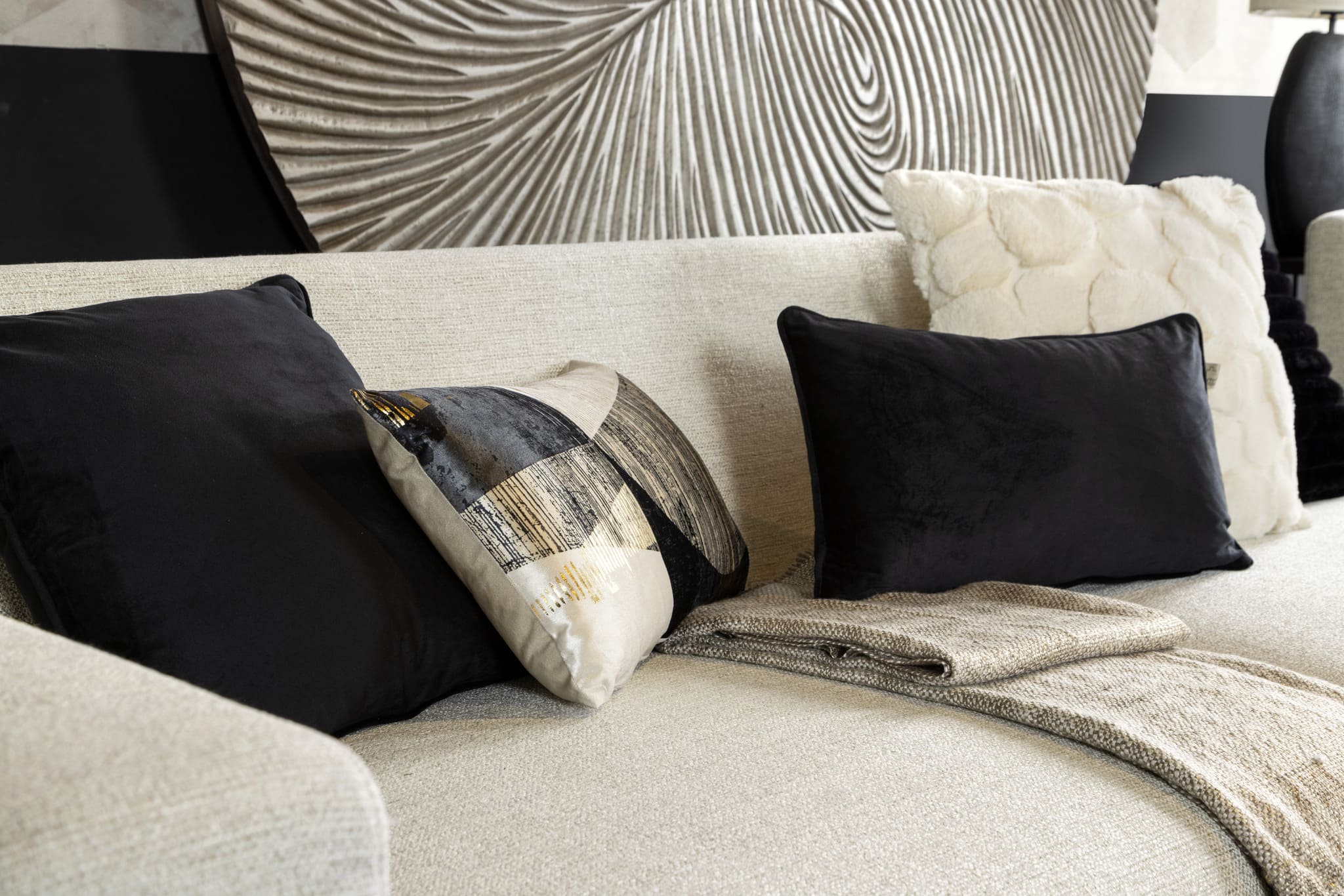 GWEN - sierkussen 30x50 cm - geometrisch - Brazillian Sand - beige