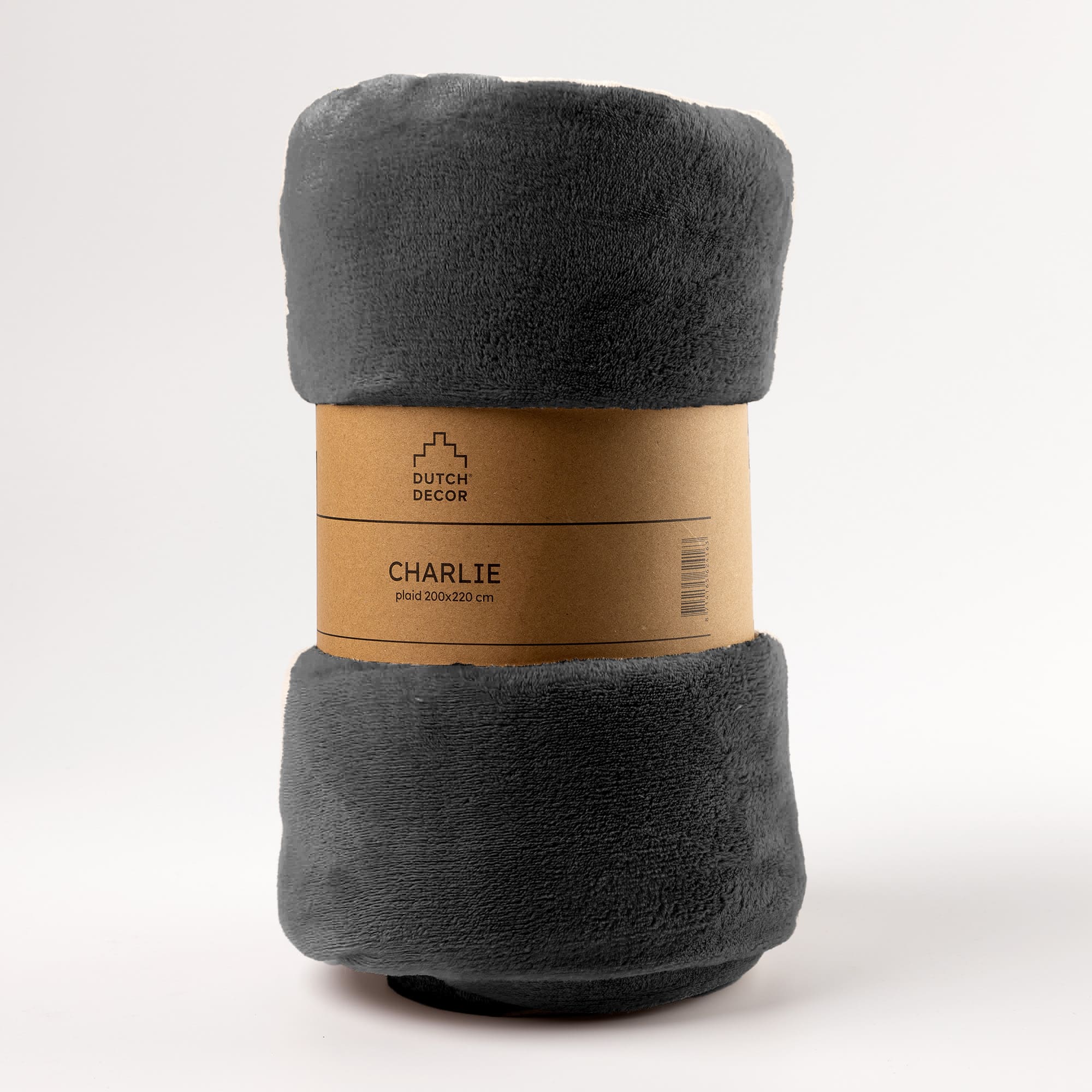 CHARLIE - plaid 200x220 cm - extra grote fleece deken - effen kleur - Charcoal Gray - antraciet