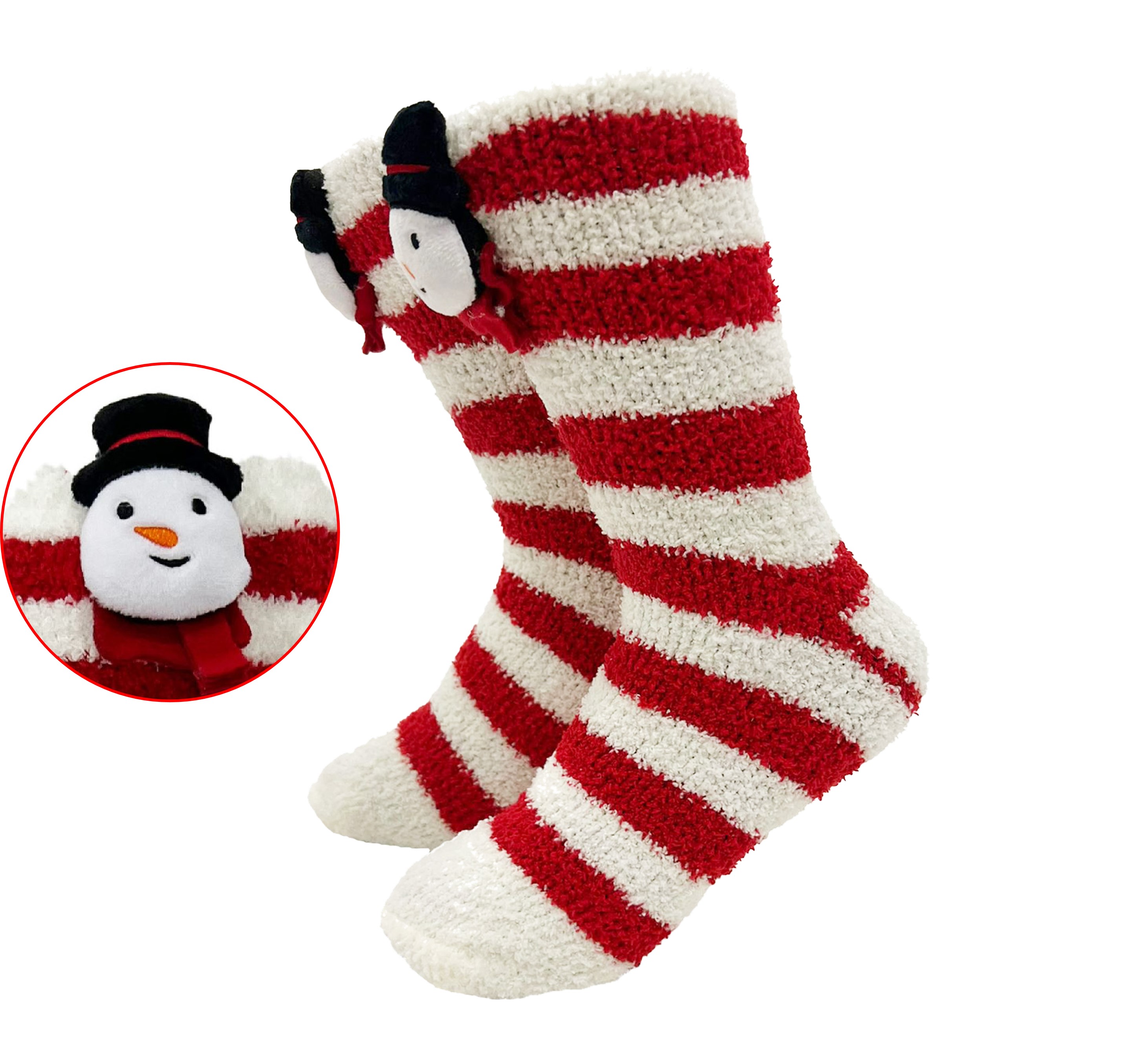 FUNNY SNOWMAN   huissokken - one size - Biking Red - rood, wit