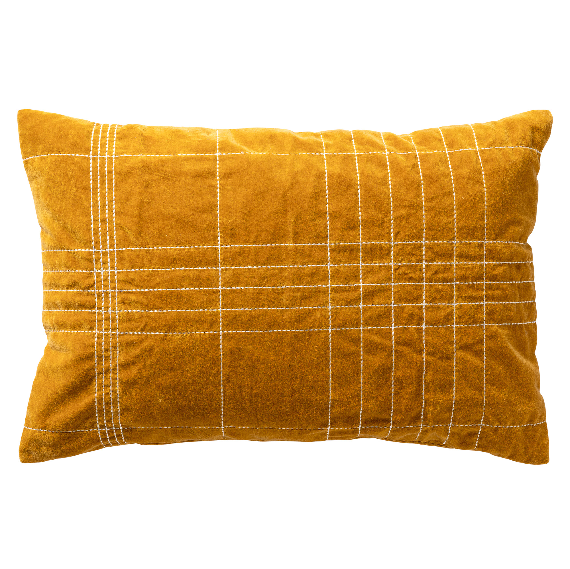 SELAH - Sierkussen 40x60 cm - velvet – subtiel ruitpatroon - Chai Tea - geel
