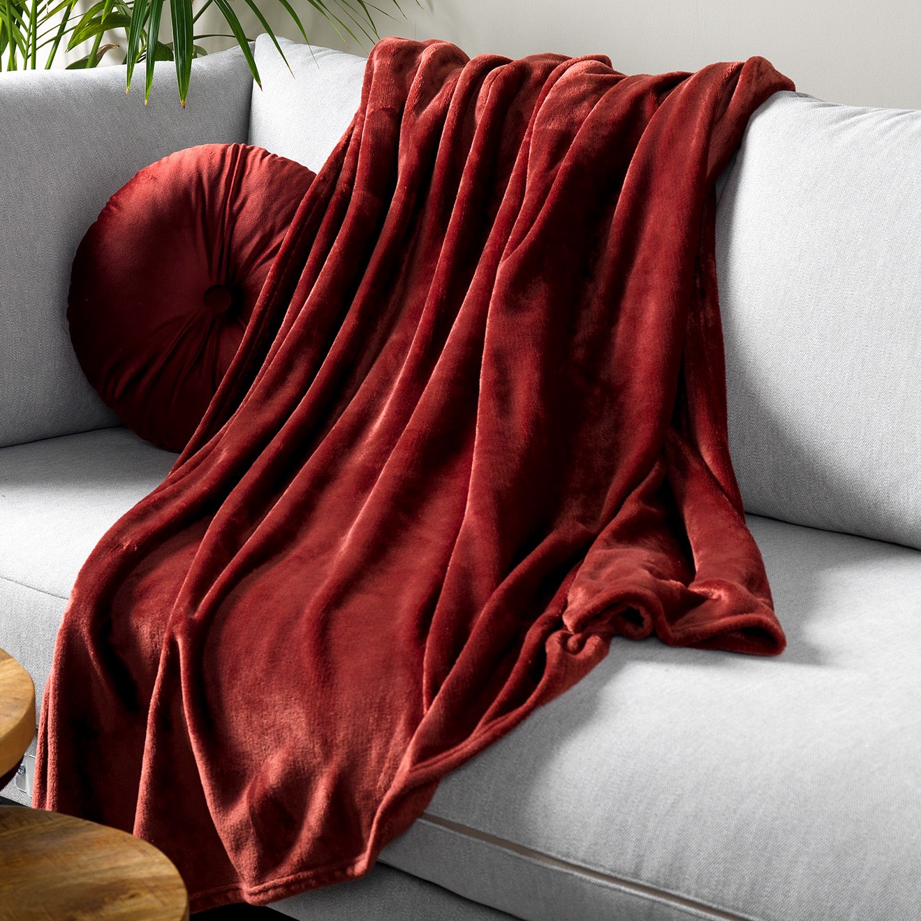 HARVEY - Plaid 150x200 cm - superzachte deken van fleece - Merlot - bordeaux rood