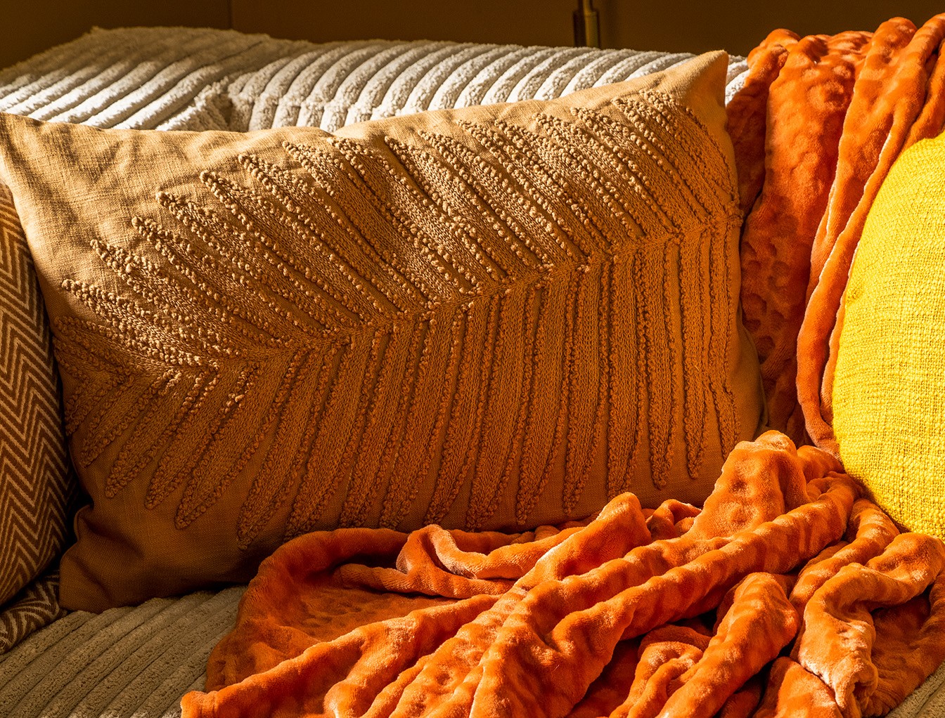 LENNY - Cushion cover cotton 40x60 cm Tobacco Brown