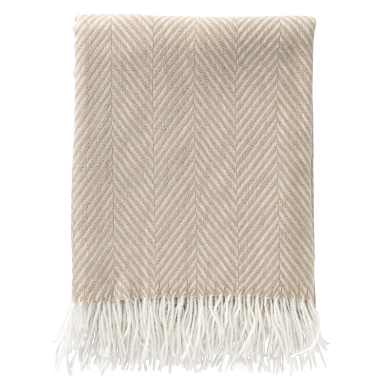 JOSEFIEN - Plaid 140x180 cm - lichtgewicht - zigzag patroon - Pumice Stone - beige