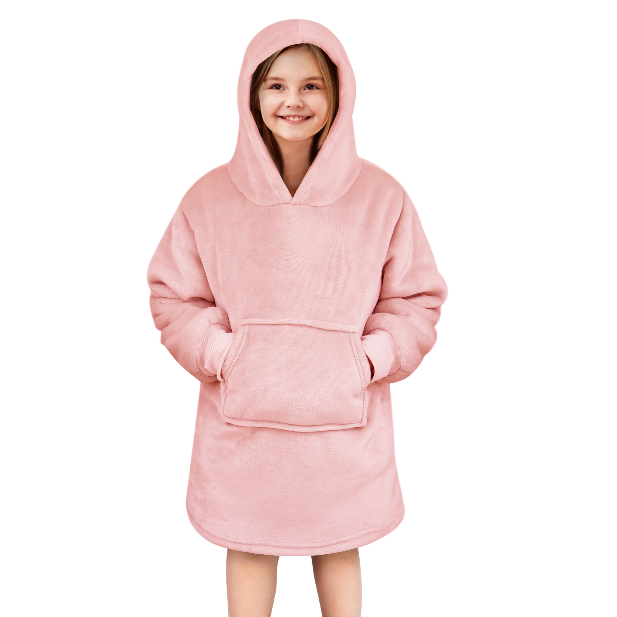 JUNIOR Oversized Hoodie voor kinderen - 50x70 cm - Hoodie & deken in één - met capuchon - Pink Dogwood - roze