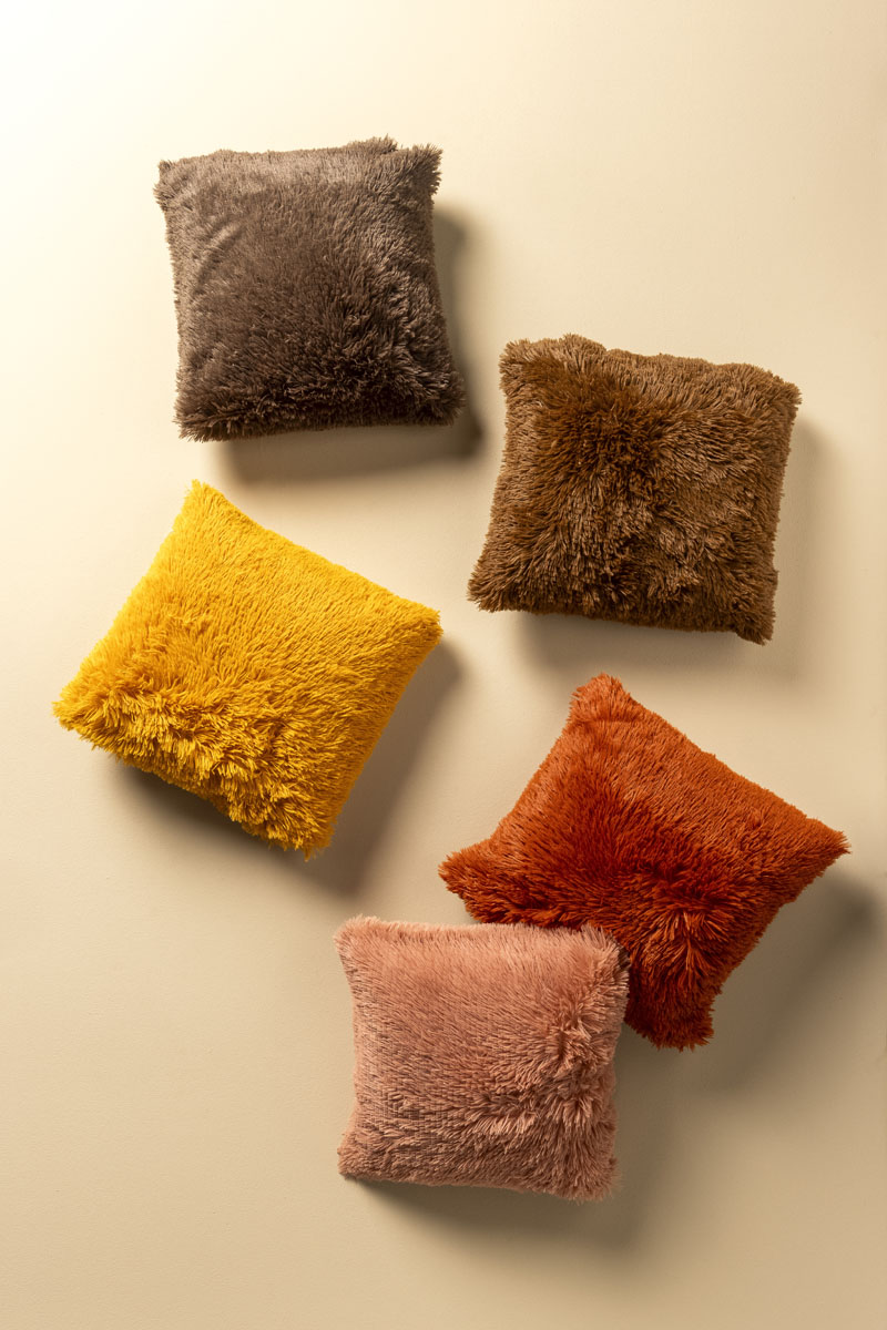 FLUFFY - Coussin décoratif 45x45 cm - ultra doux - couleur unie - Chai Tea