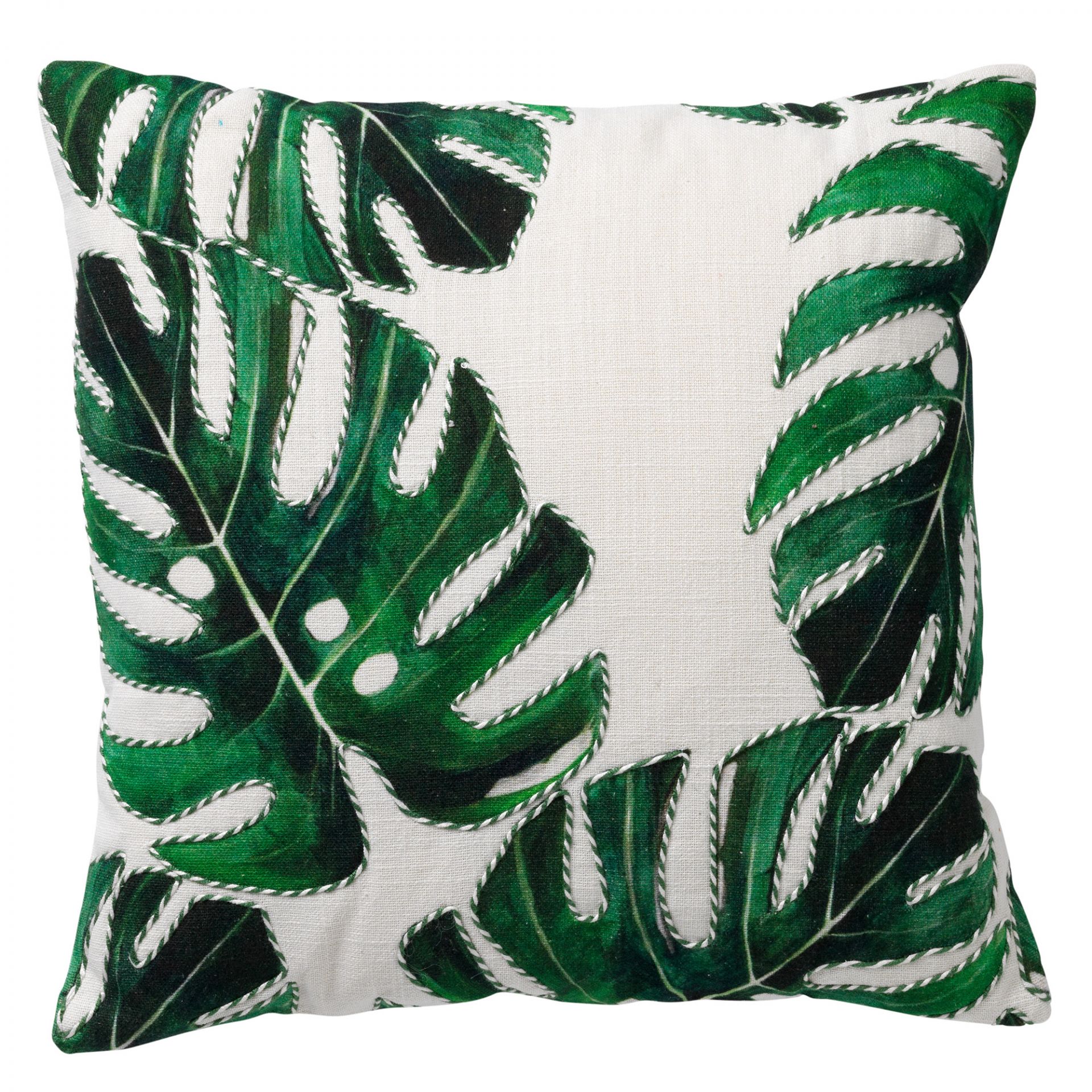 LEAFY - Cushion cotton 45x45 cm Snow White - white