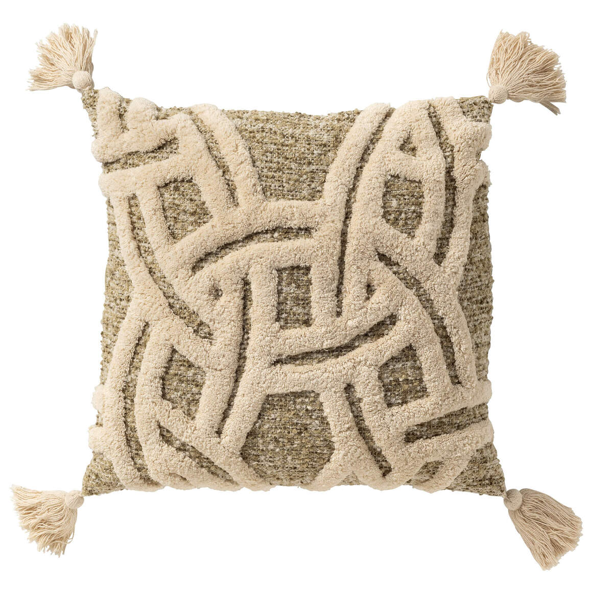RILEY - sierkussen 45x45 cm - geometrisch ontwerp - getuft - Sponge - groen