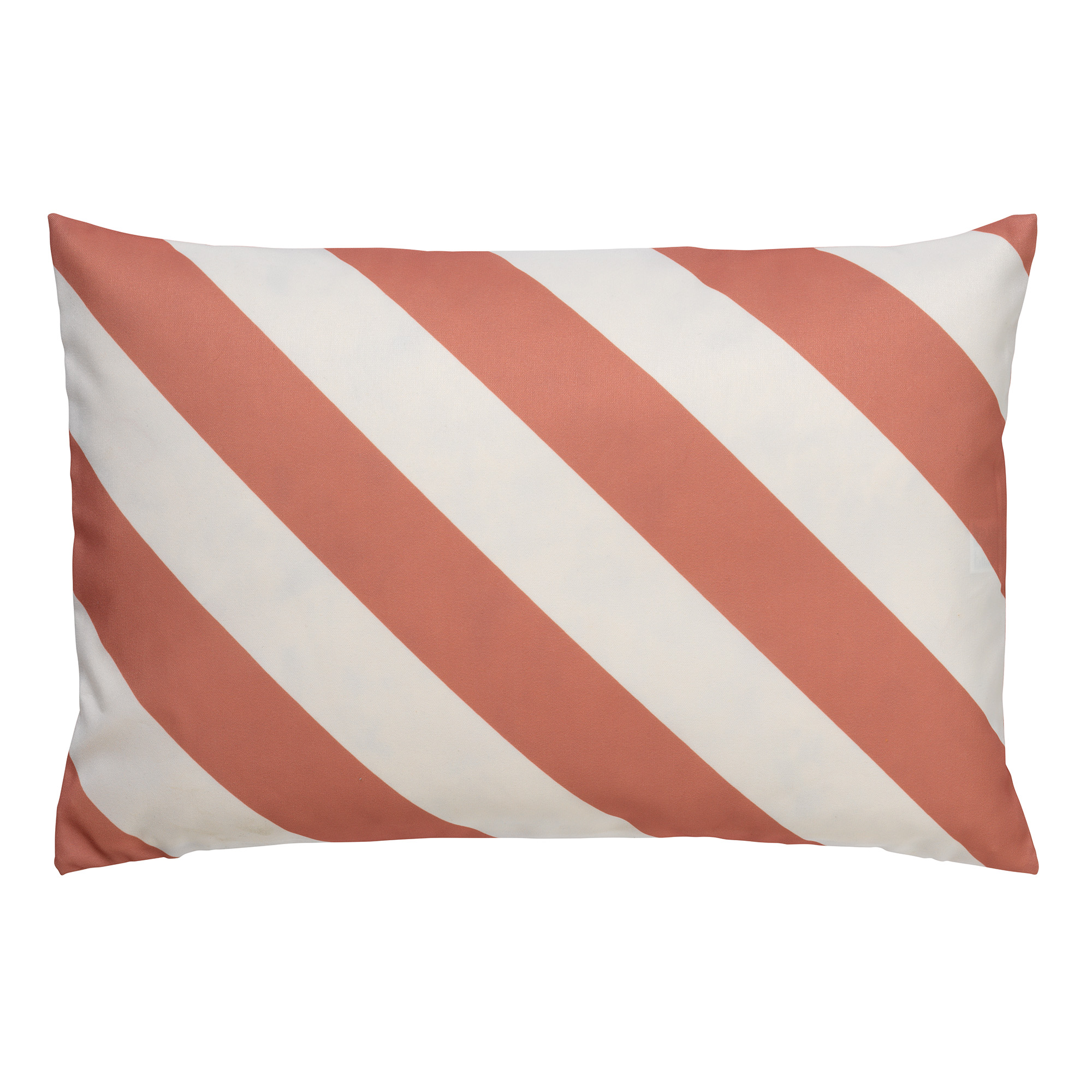 Cushion Sanzeno 40x60 cm Muted Clay - water-repellent and UV-resistant - striped - white and rose