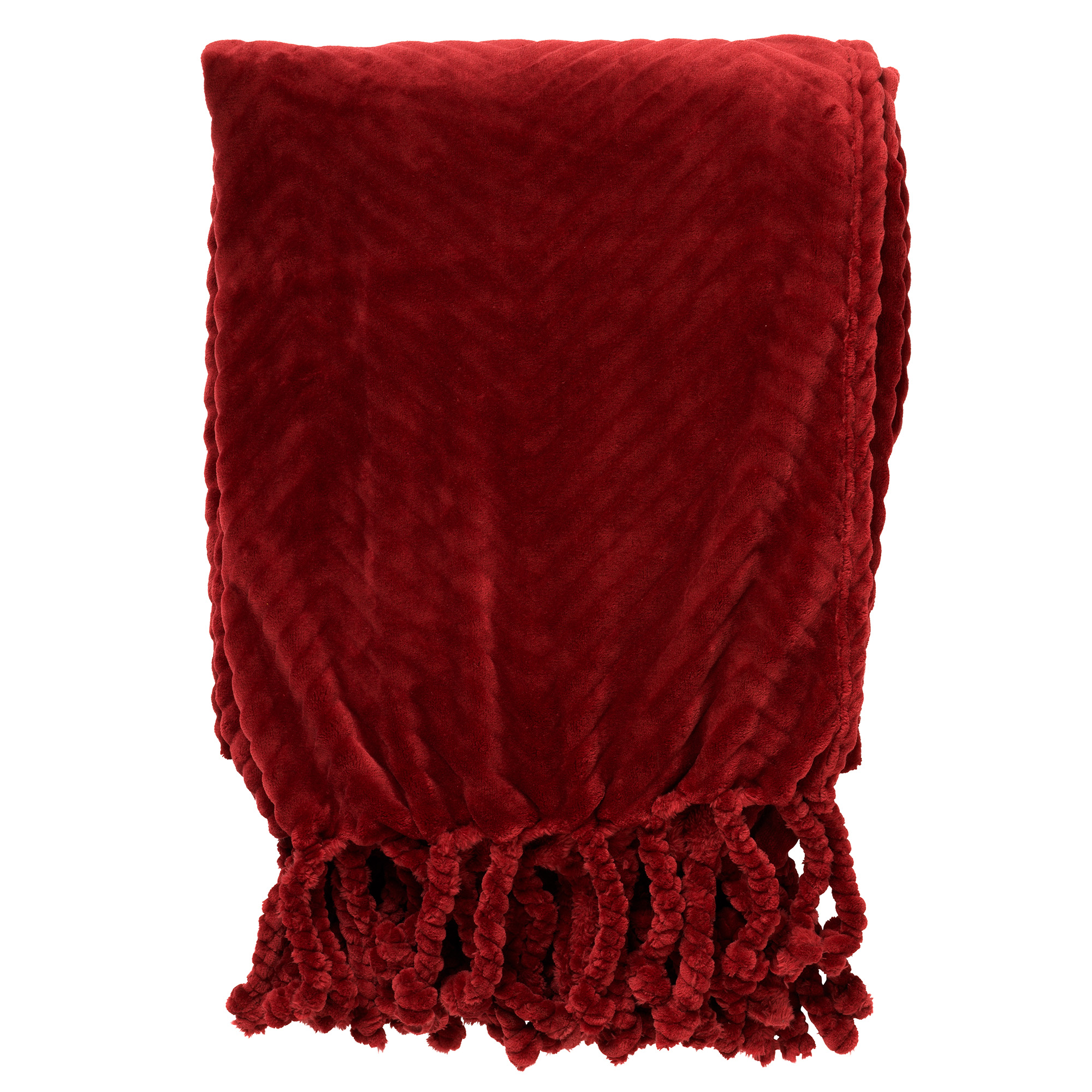 ZIGGY - Wohndecke 140x180 cm - fleece - Merlot - rot