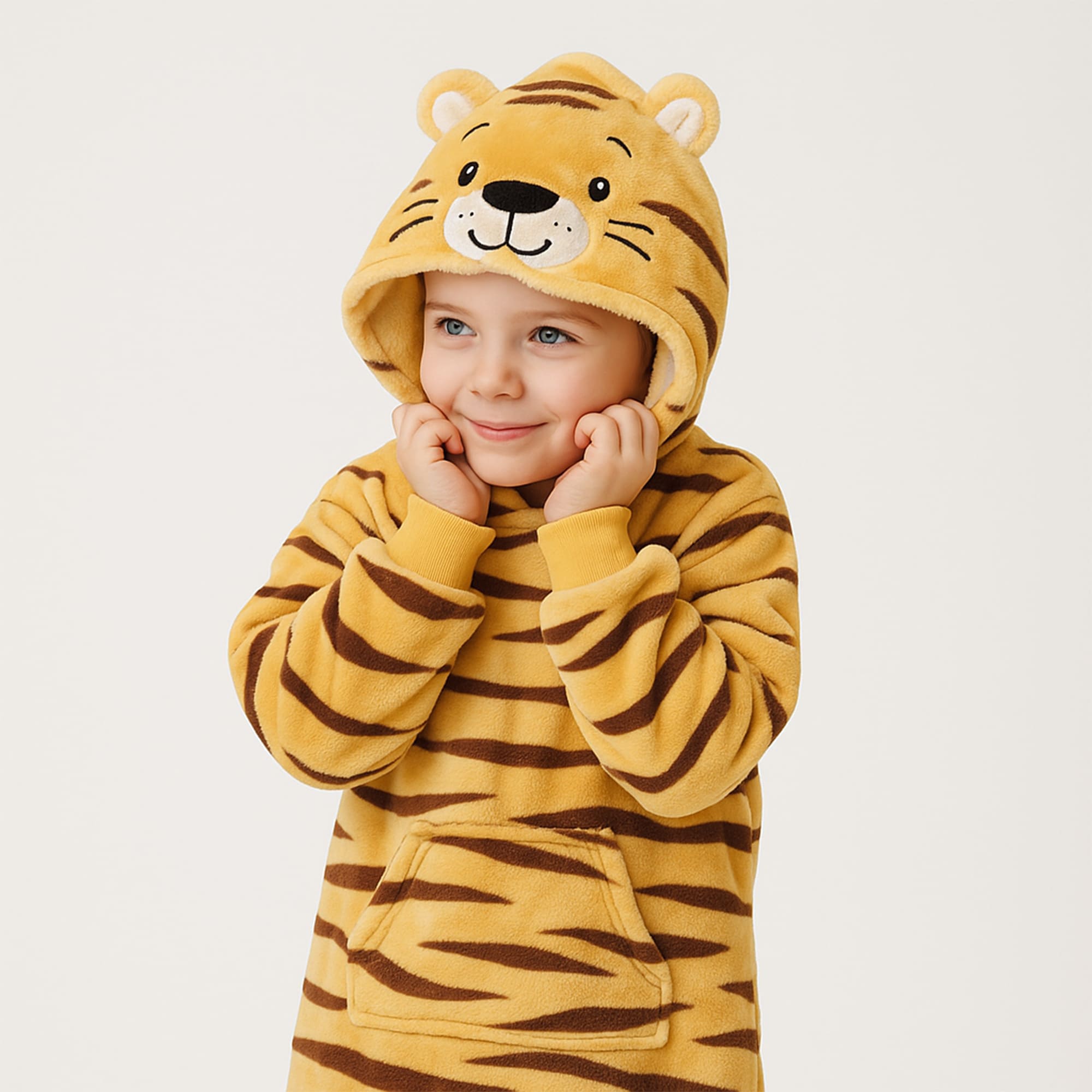 VOORDEELSET - 2-delig - Tiger - oversized hoodie en huissokken - kinderen - tijger - geel