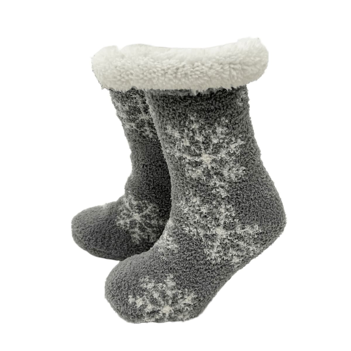 SNOWY - Huissokken - antislip - met sherpa voering - one size - Sharkskin - grijs