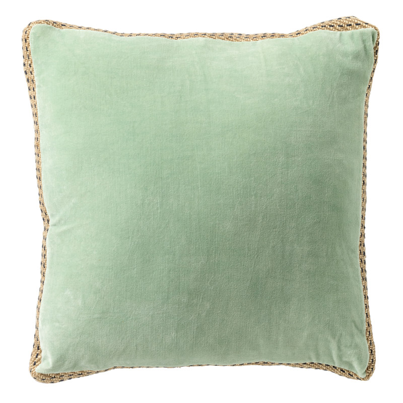 MANOE - Cushion 45x45 cm - jute edging - Cameo Green - green