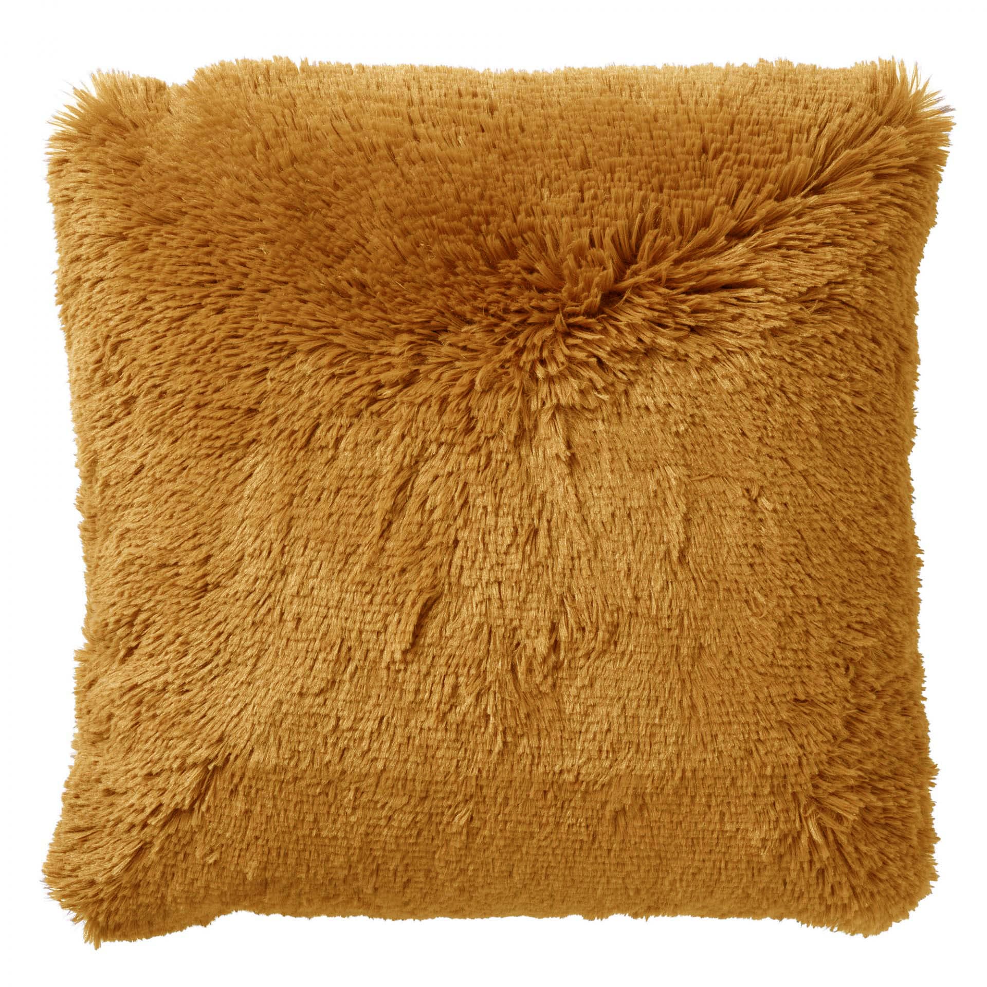 FLUFFY - sierkussen 45x45 cm - superzacht - effen kleur - Chai Tea - geel