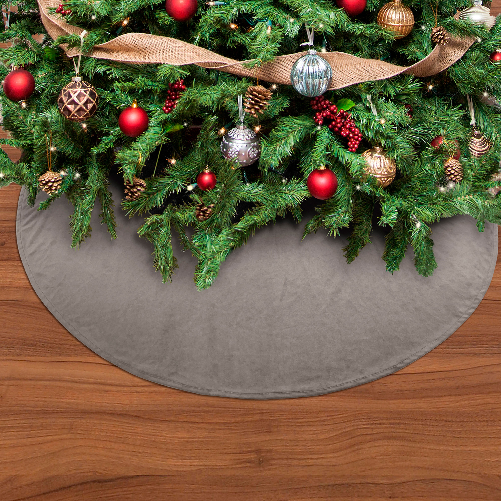 LUMI - Christmas Tree Skirt - Ø120 cm - velvet - Driftwood - taupe