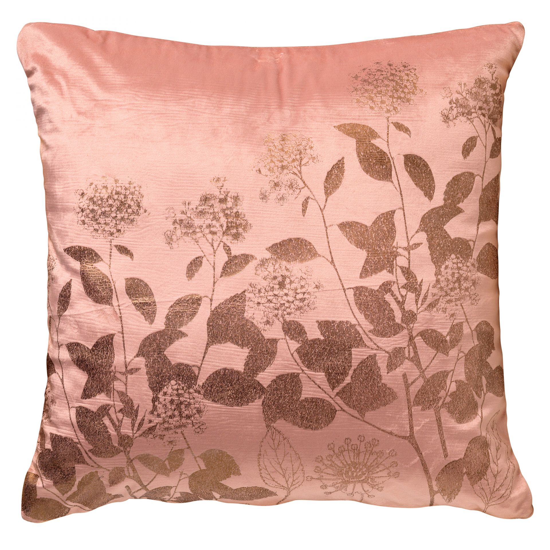 ROSALIE - Sierkussen 45x45 cm - velvet - bloemen en blaadjes - Muted Clay - roze