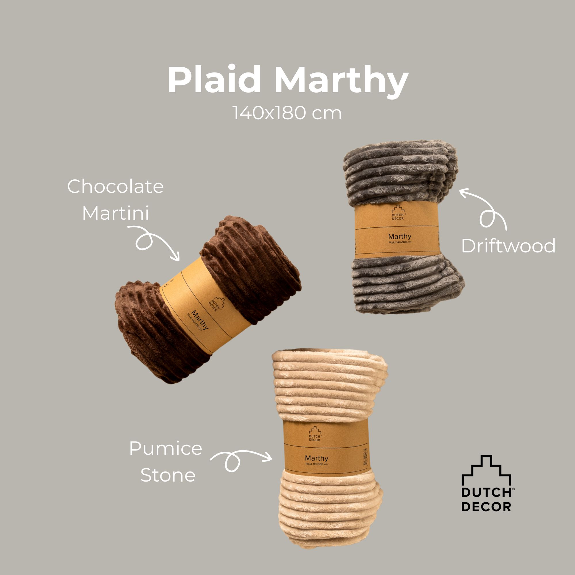 MARTHY - Plaid 140x180 cm - Driftwood - Bruin