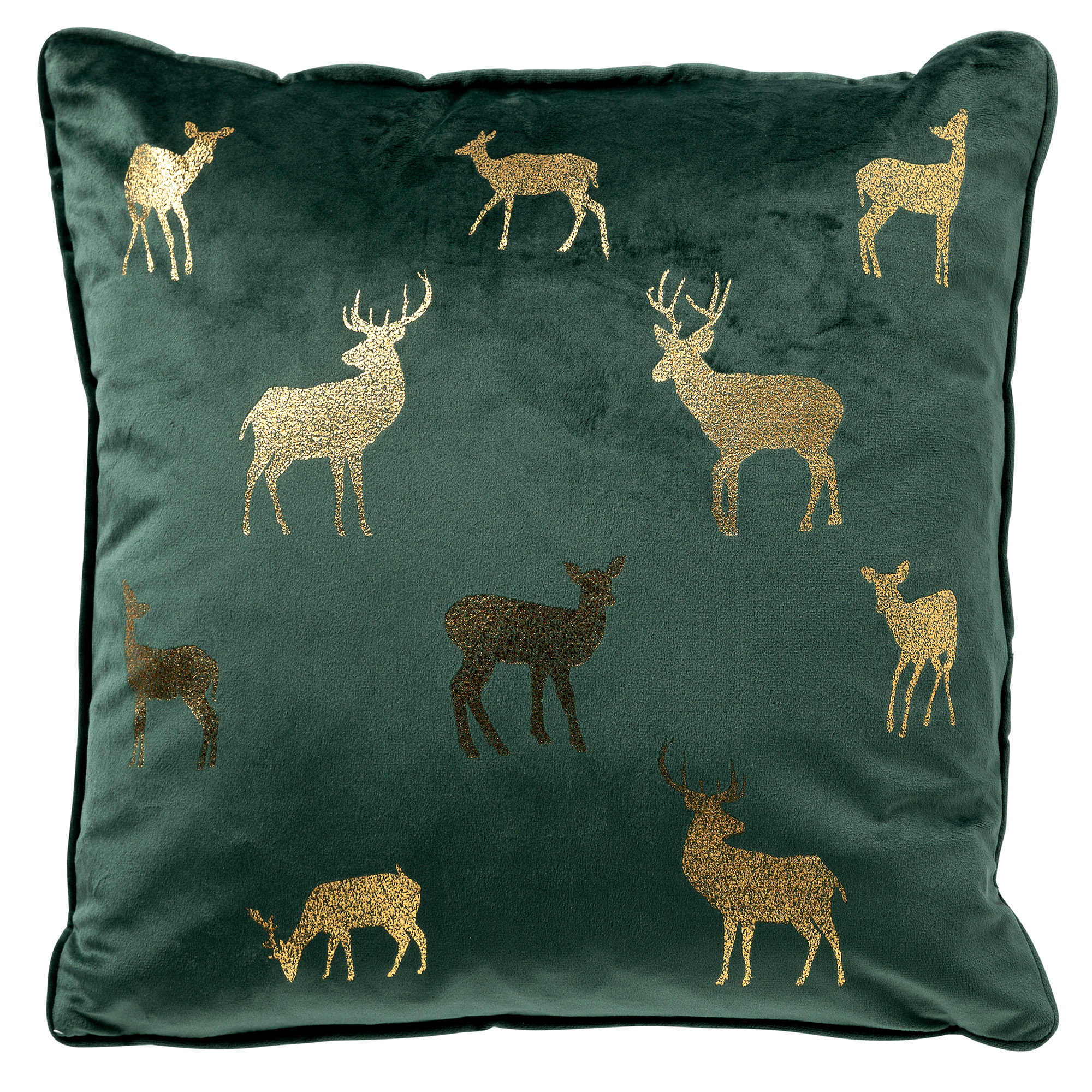 DEER - Decorative pillow 45x45 cm - Green - Christmas decoration - velvet