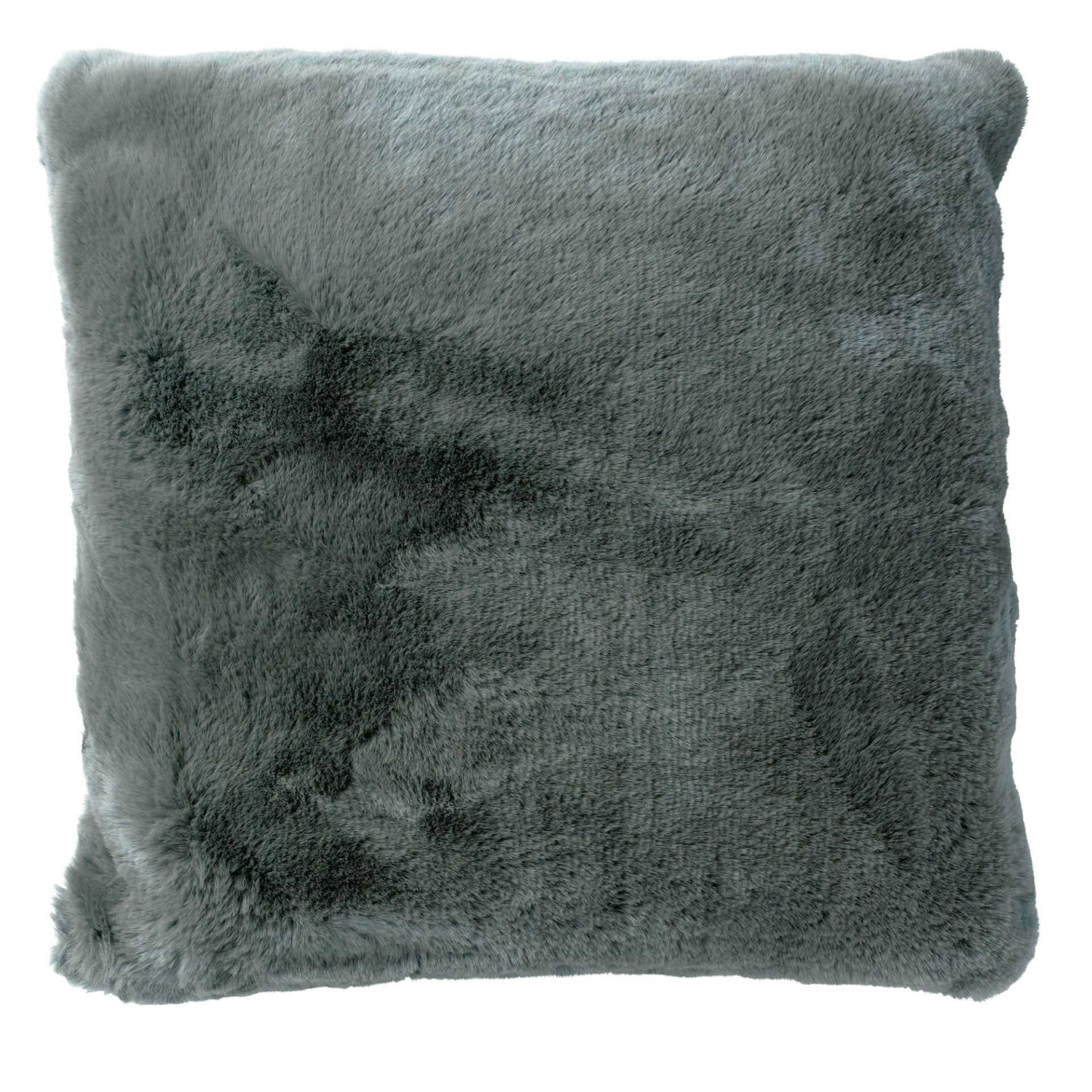 ZAYA - Sierkussen 45x45 cm - bontlook - effen kleur - Charcoal Gray - antraciet