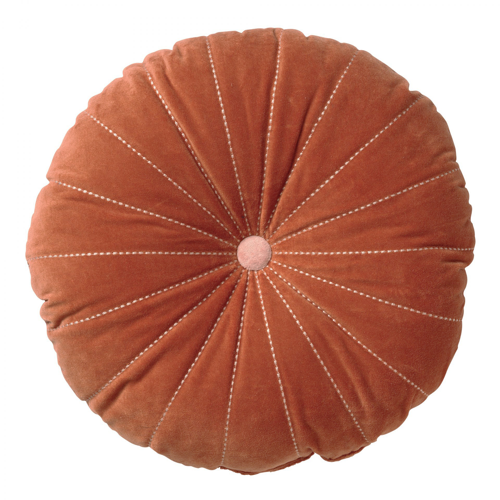 MAAN - Sierkussen rond velvet Potters Clay 50 cm - oranje