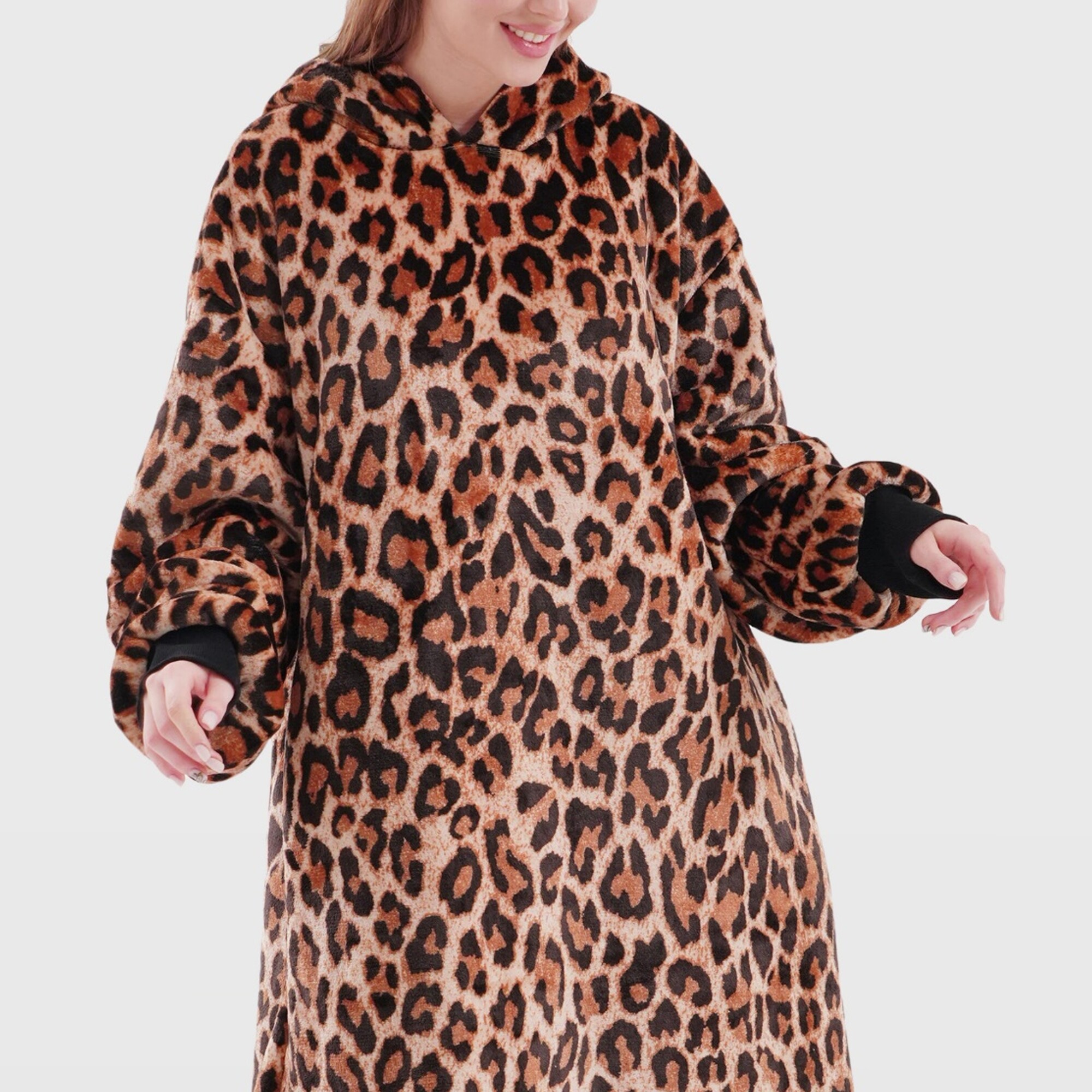 CHEETAH - hoodie 70x110 cm - dames - dierenprint - Tobacco Brown - bruin