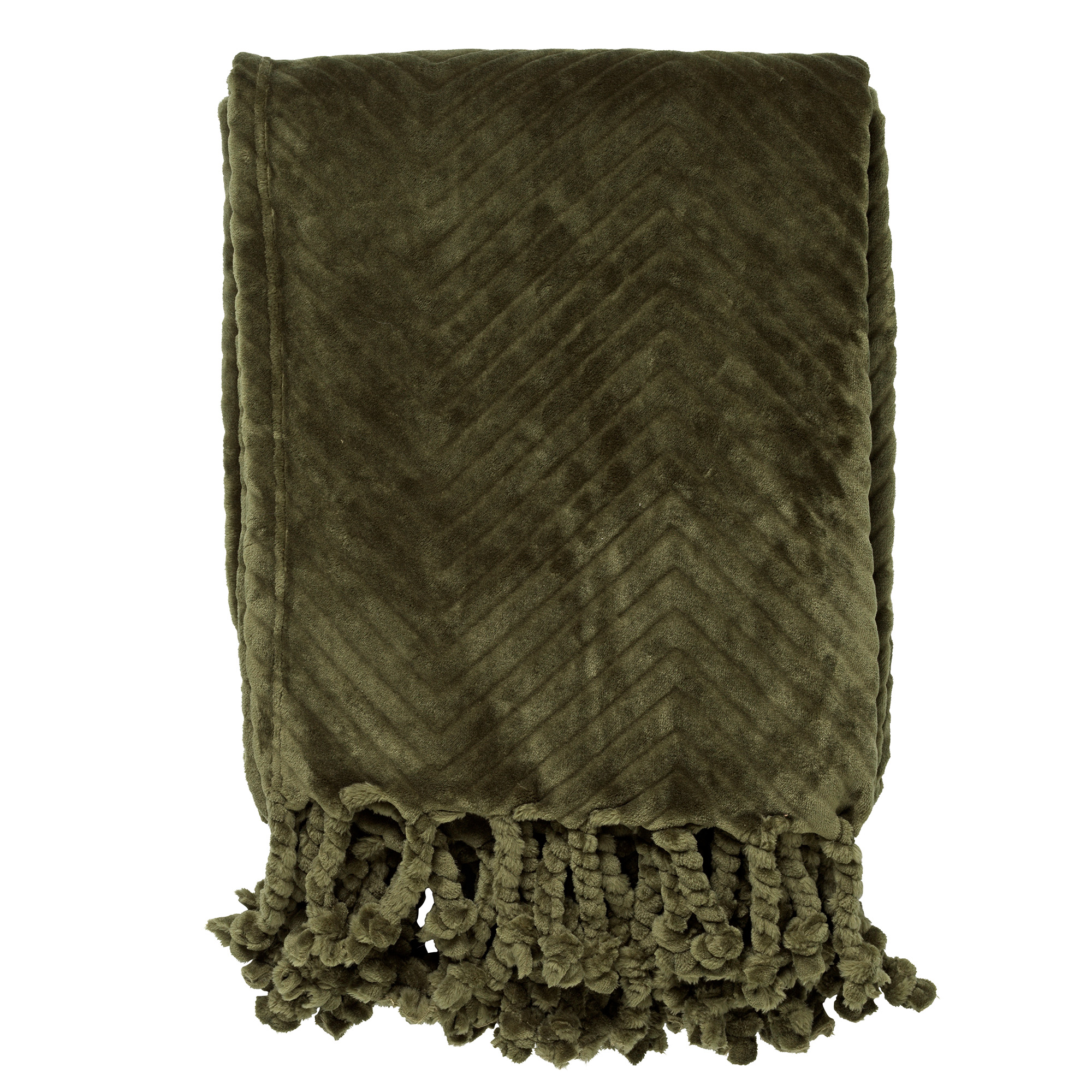 ZIGGY - Plaid van fleece 140x180 cm - Chive - groen