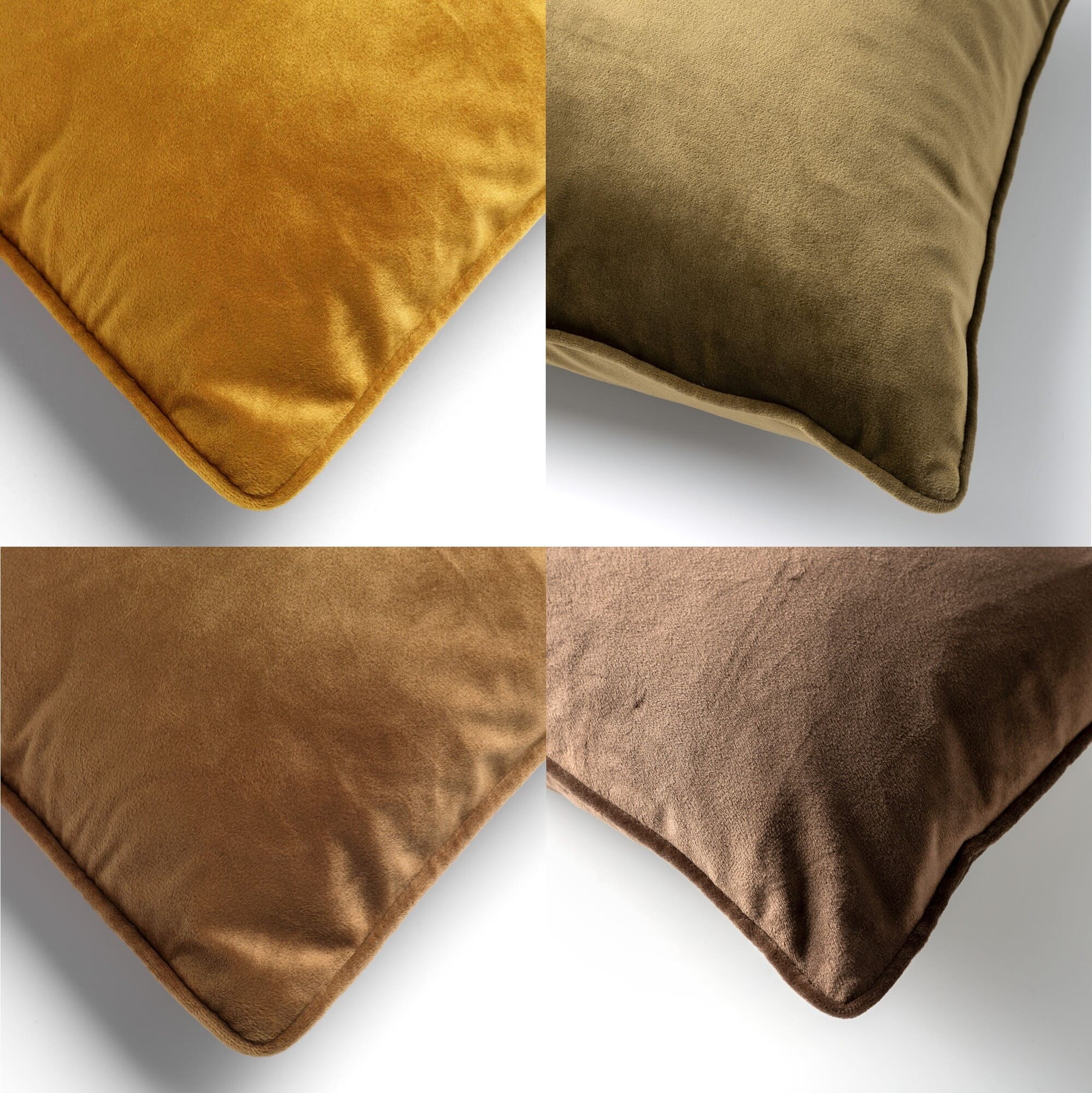 KISSENSET - 4-teilig - 45x45 cm und 30x50 cm - Gelb, grün, braun