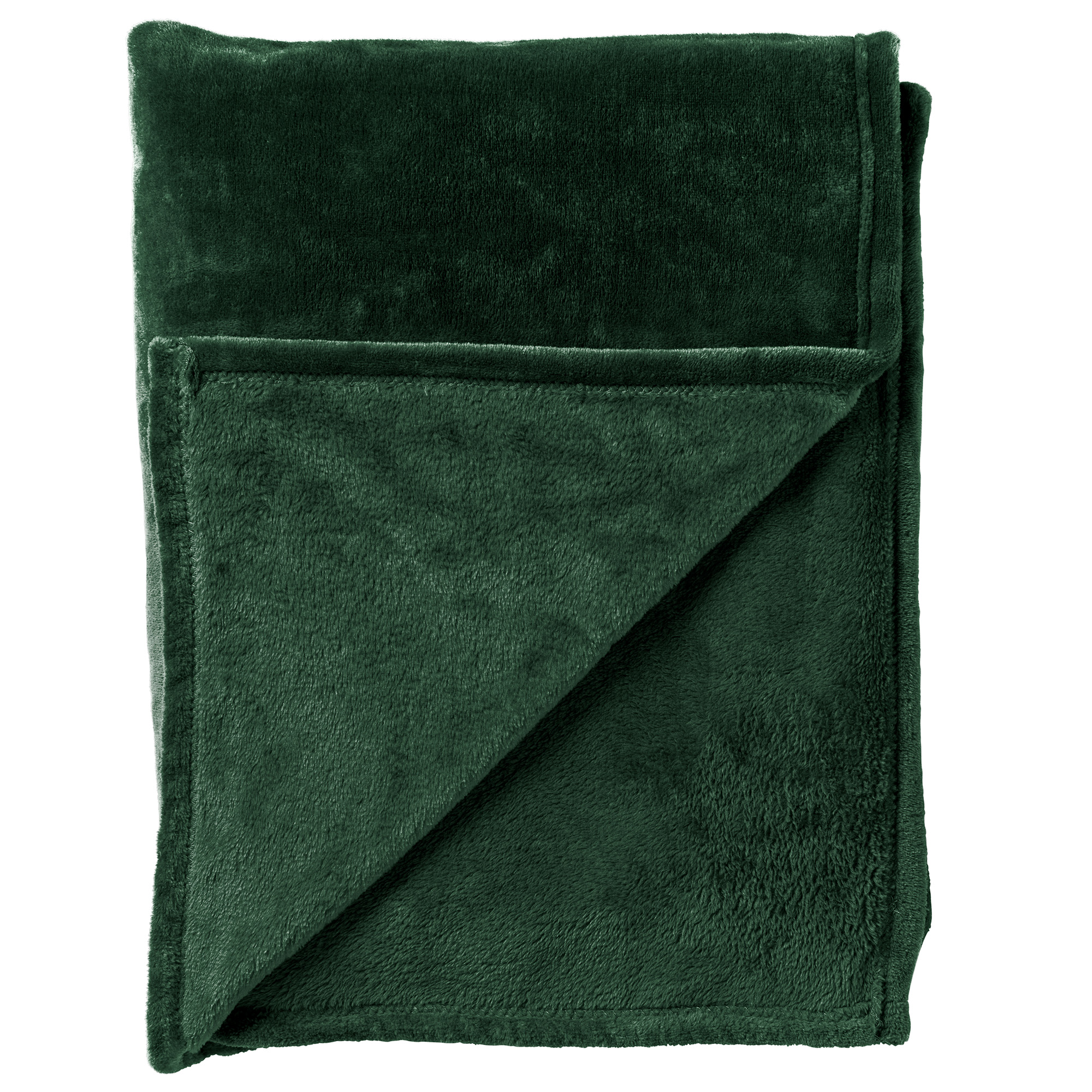 CHARLIE - Plaid 200x220 cm - extra grote fleece deken - effen kleur - Mountain View - donkergroen