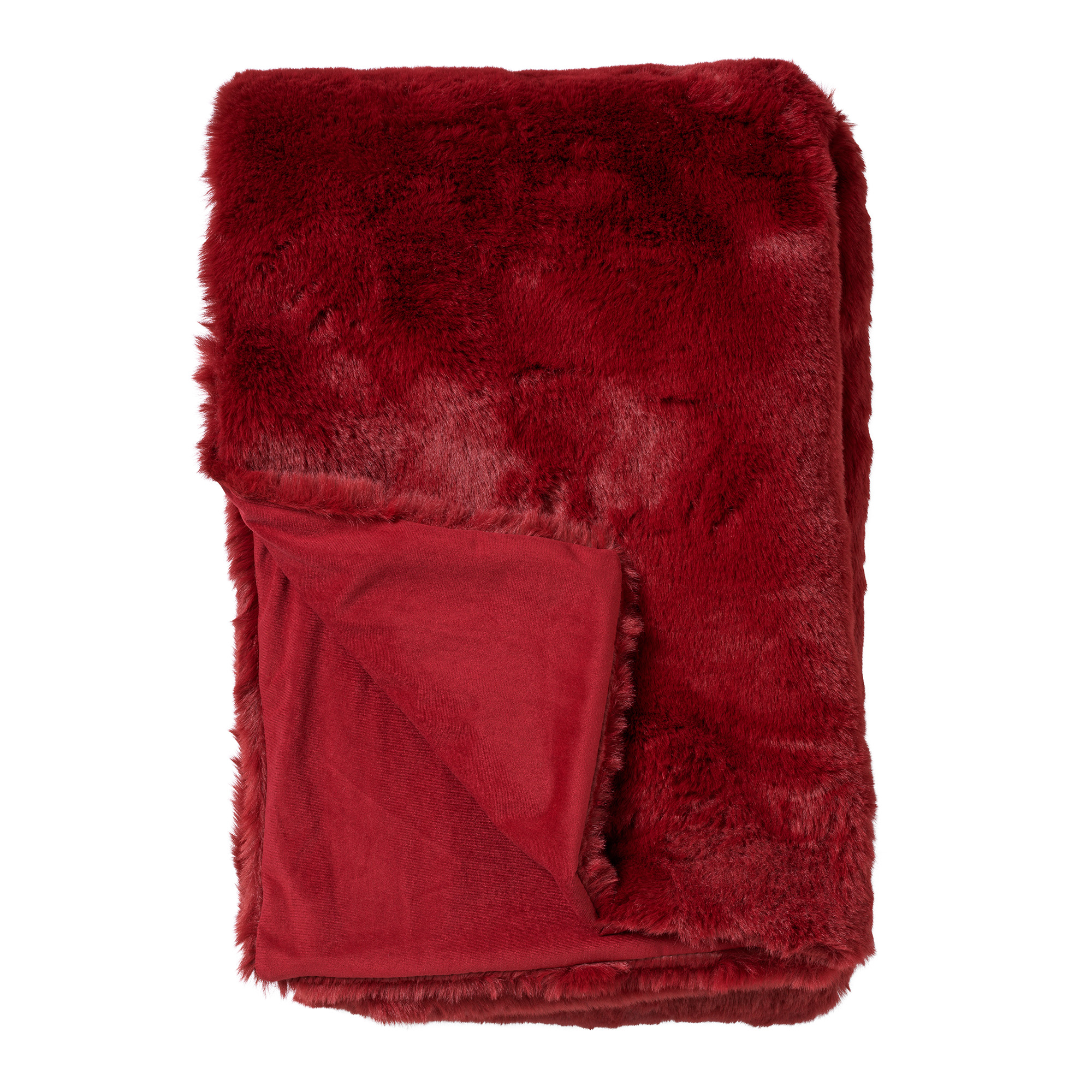 ZINZI - Plaid 140x180 cm - bontlook - effen kleur - Merlot - rood