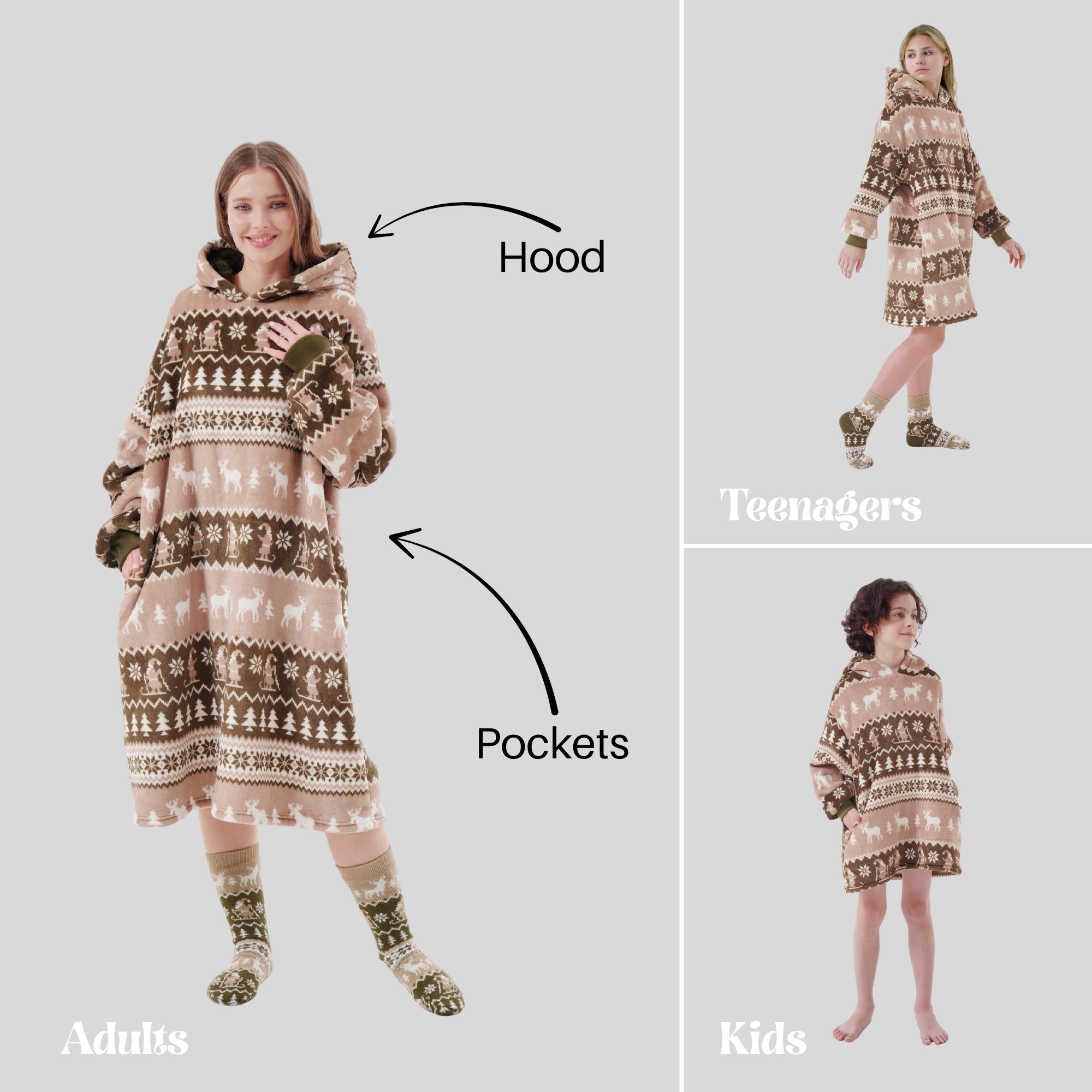 LAPLAND - Hoodie 70x110 cm - Erwachsene - Weihnachten - Military Olive - Grün