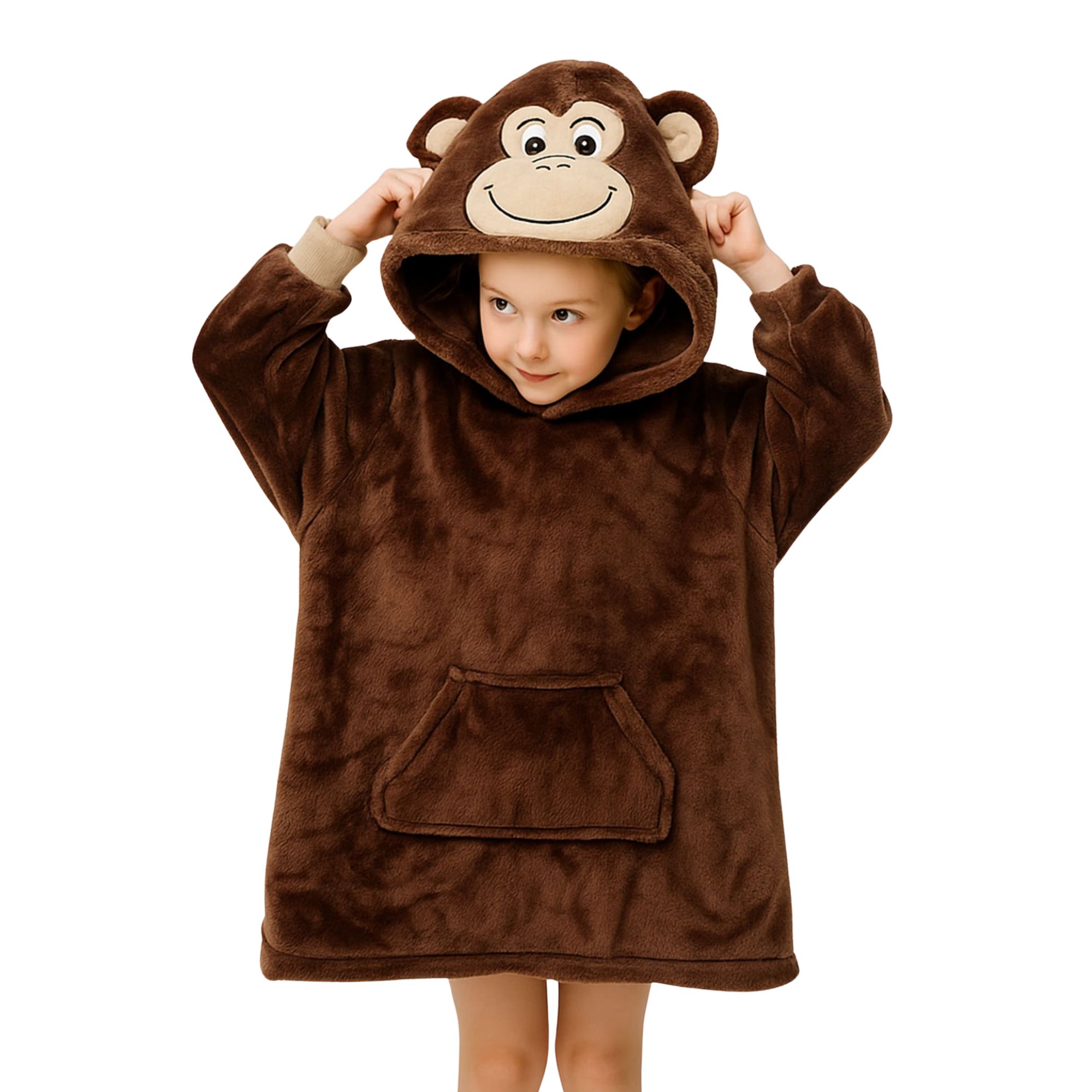 MONKEY - hoodie 45x60 cm - kinderen - aap - Partridge - bruin