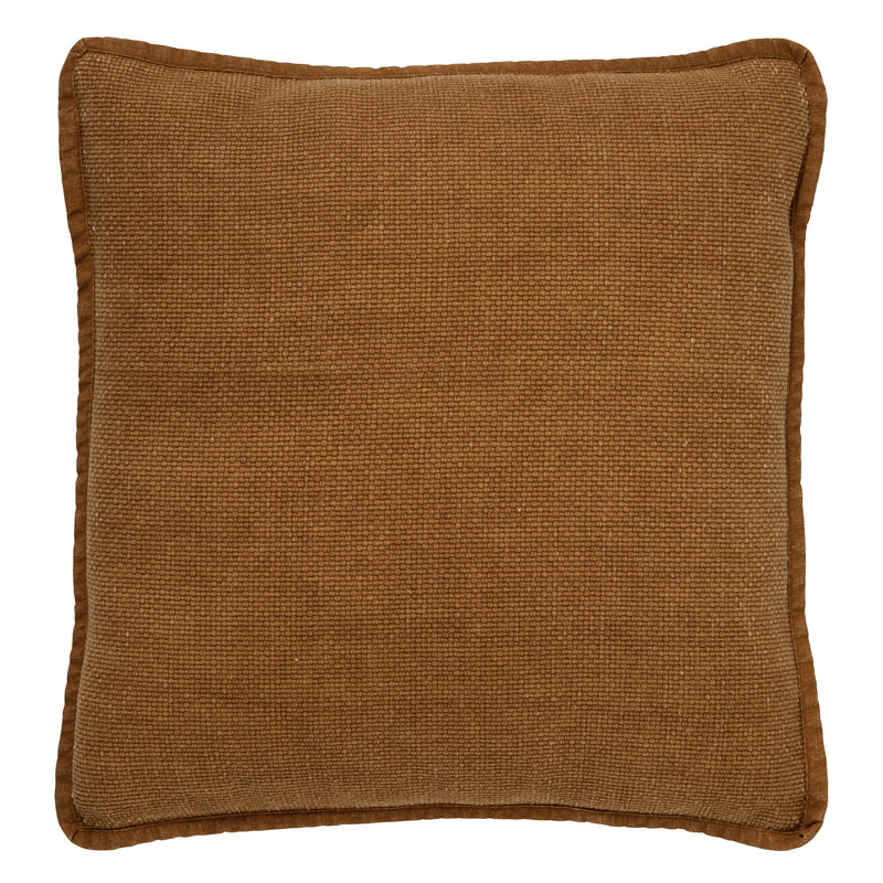 BOWIE - Dekokissen Baumwolle  mit stone-washed optik Tobacco Brown 45x45 cm