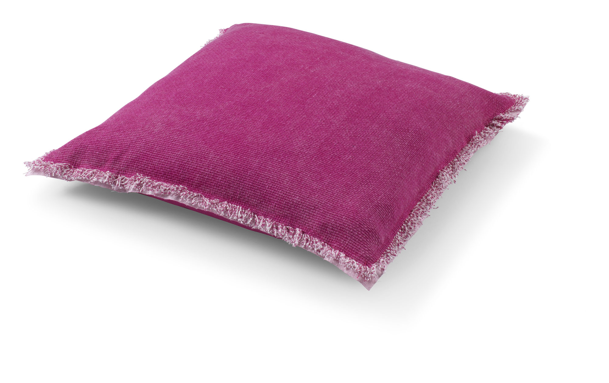 BURTO - Sierkussen XL - 70x70 cm  fuchsia -  roze - van gewassen katoen - lounge kussen