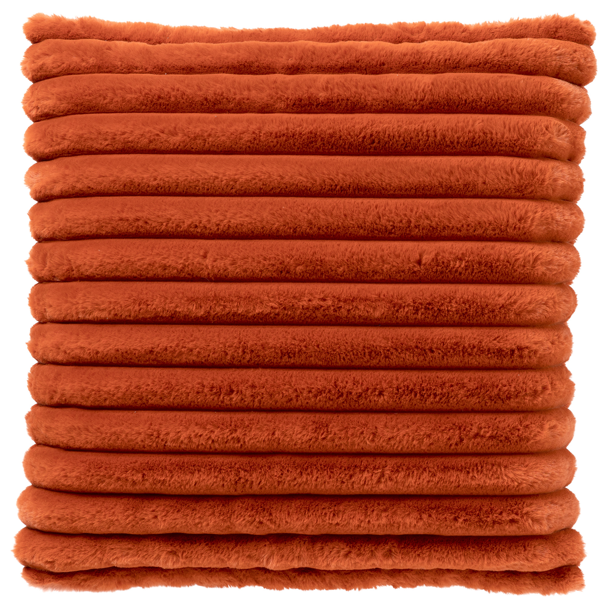 HAZEL - Kussenhoes 50x50 cm - effen kleur - strepen - heerlijk zacht - Potters Clay - oranje