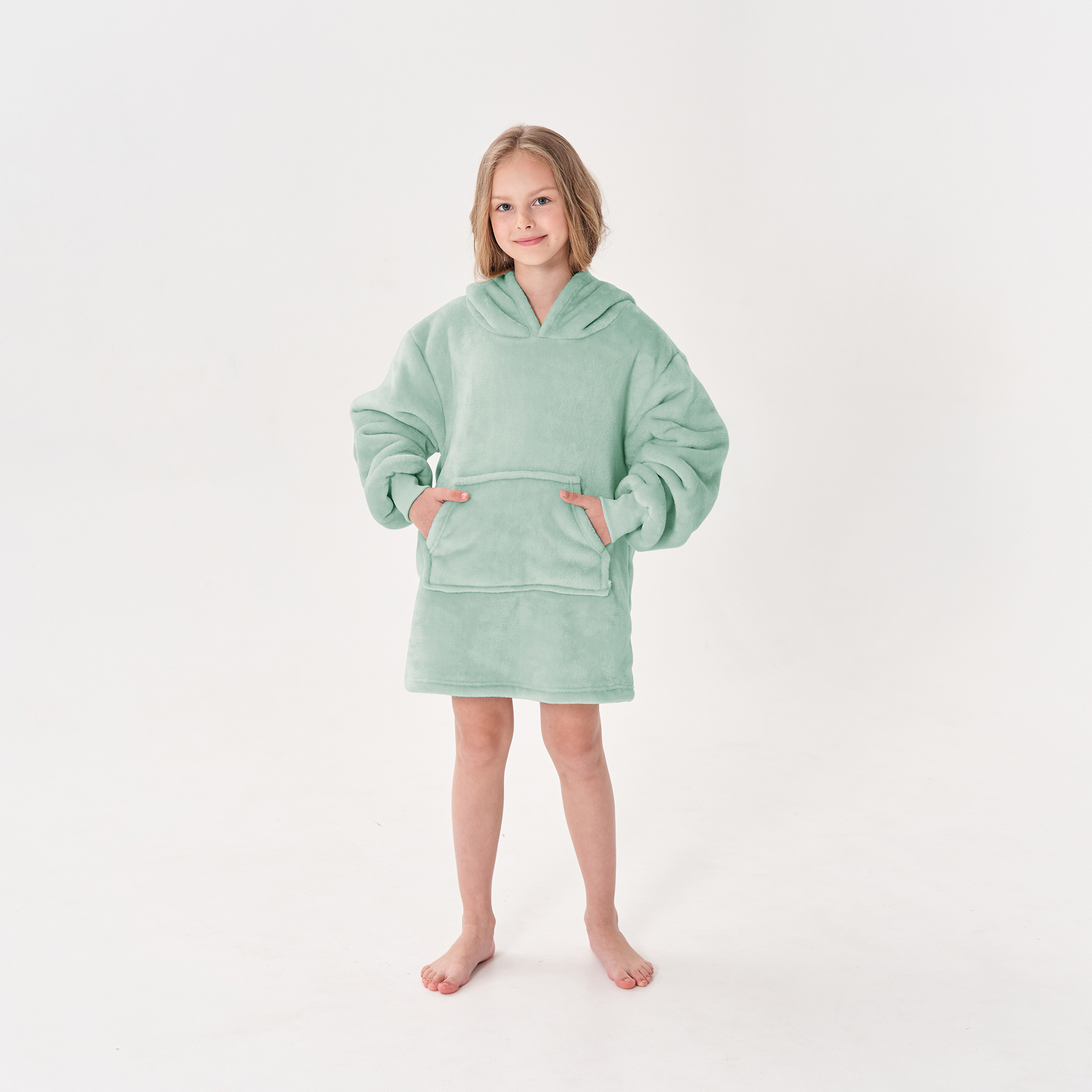 JUNIOR Sweat à capuche oversize pour enfants - 50x70 cm - Jadeite - vert