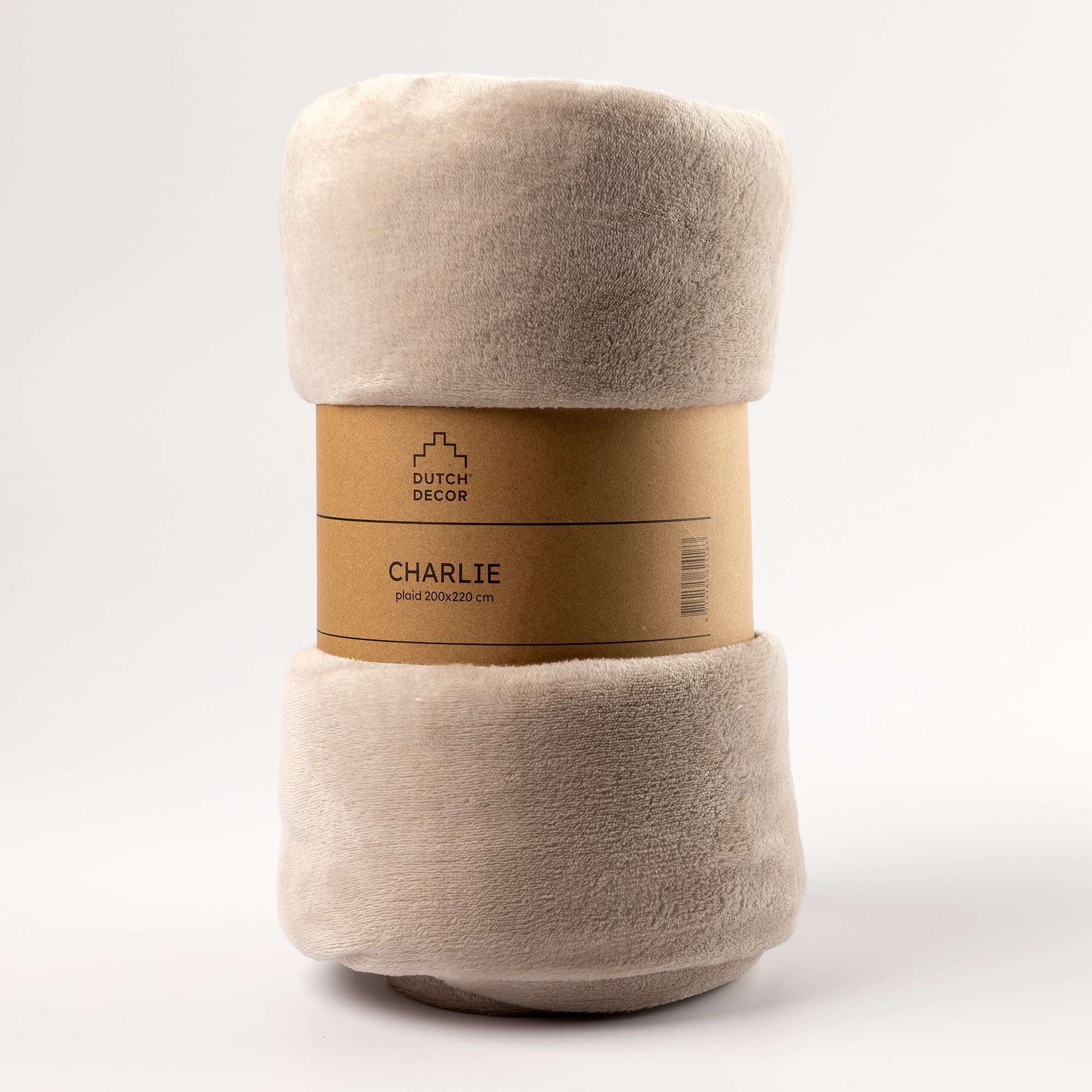 CHARLIE - plaid 200x220 cm - extra grote fleece deken - effen kleur - Pumice Stone - beige