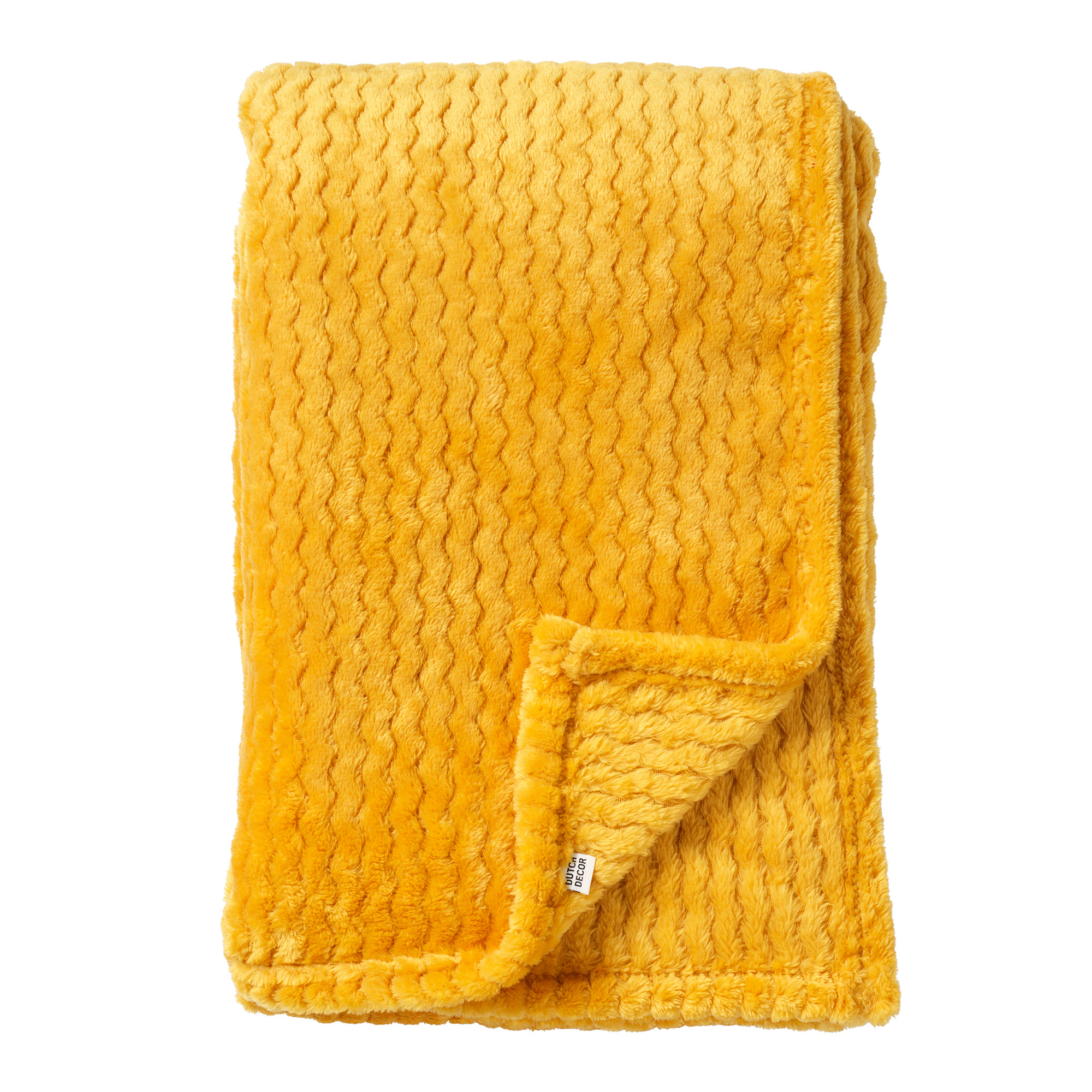 MARA - Plaid 150x200 cm - superzachte deken met zigzagpatroon - Golden Glow - geel