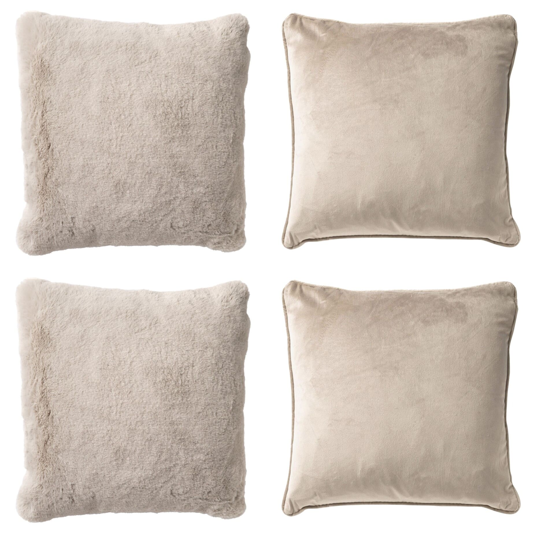 KUSSENSET - 4-delig Soft Textures - 45x45 cm - inclusief binnenkussens - beige